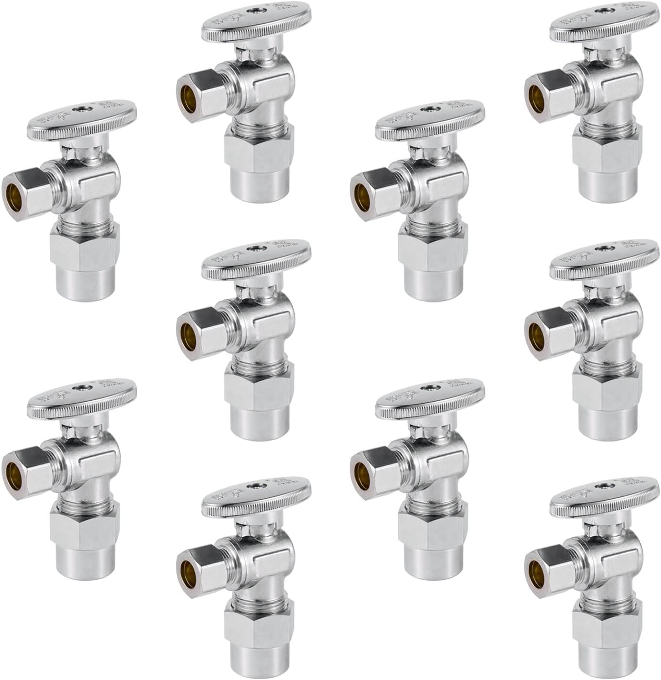 10Pack EFIELD 1/4 Turn Angle shut off Valve 3/8" OD Compression X 1/2