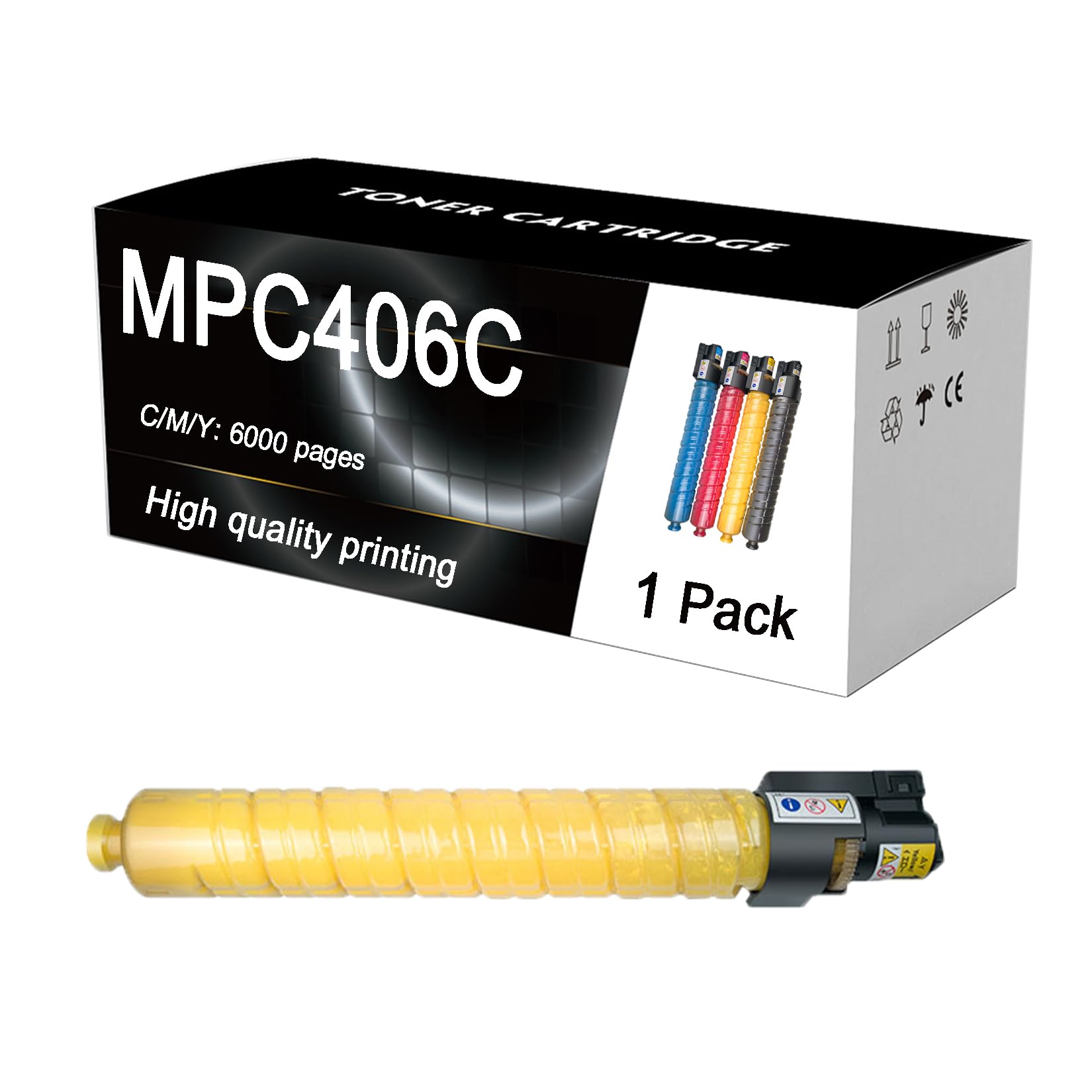 ULUCAN Do Ricoh MPC406C zamiennik kasety z tonerem kompatybilny z drukarkami Ricoh MPC306 MP C307/GSA MPC307G MPC406 MPC407 toner o wysokiej wydajności regenerowany, żółty - 1 opakowanie