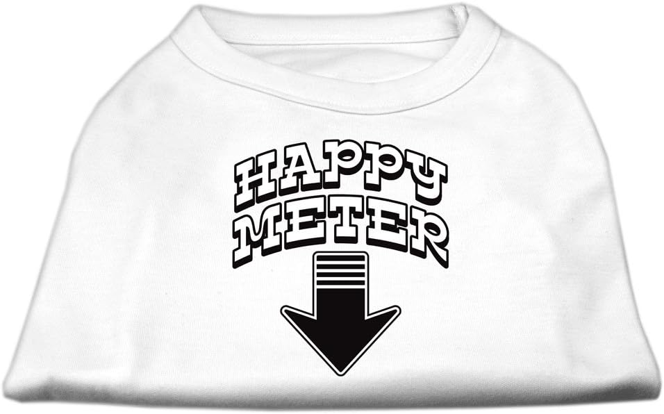 Mirage Pet Products 14-Inch Happy Meter Screen Printed Dog Shirts, Large, White