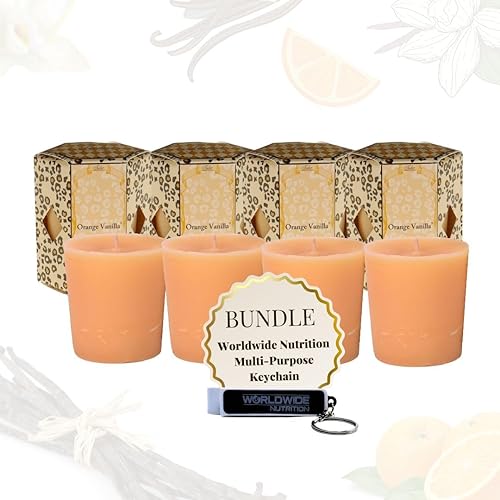 Worldwide Nutrition Paquete de 2 artículos Tyler Candle Company Velas votivas de vainilla naranja - Vela perfumada de lujo con aceites esenciales -