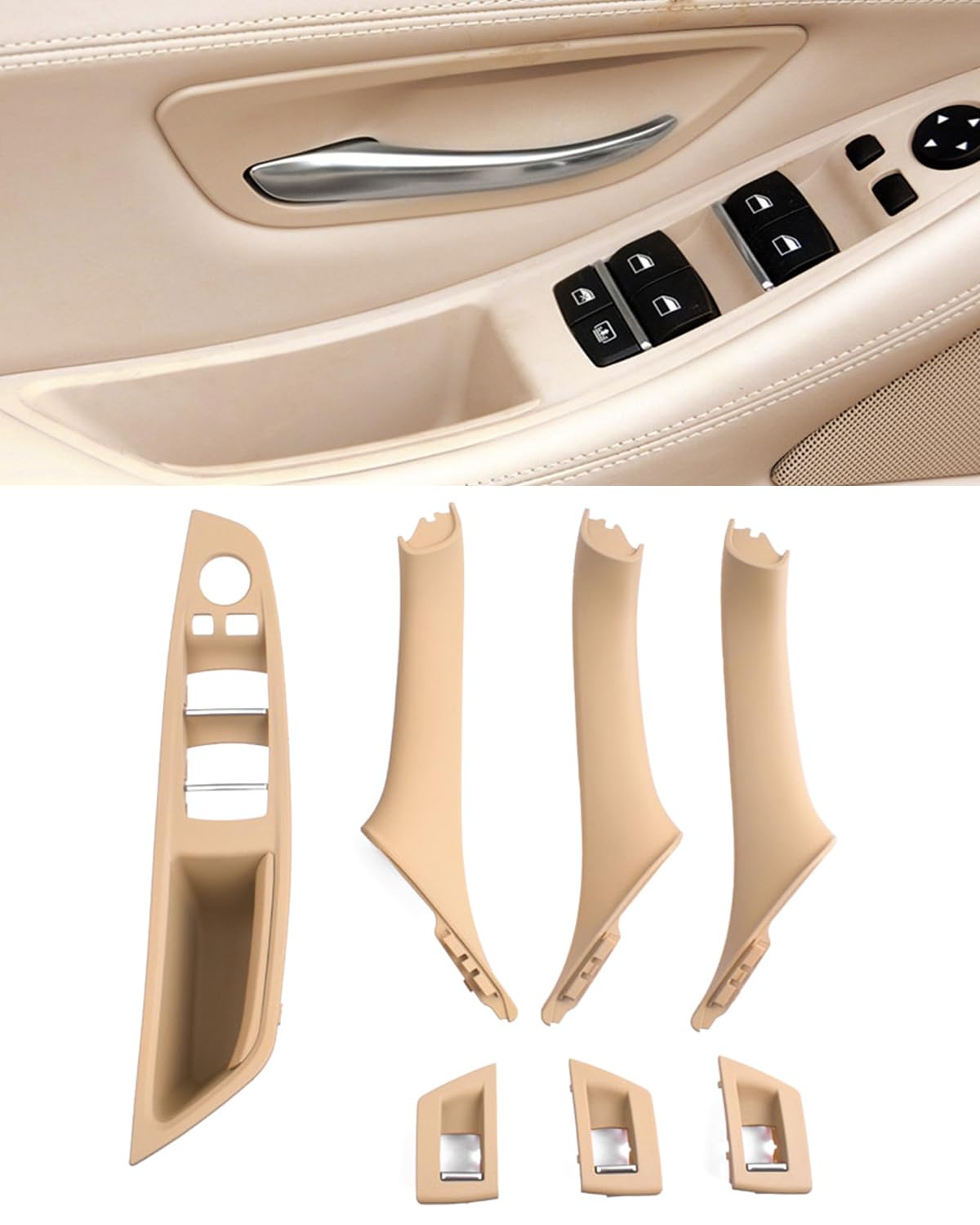 Frankberg 4 Maniglie Interne E Pannelli Interruttore Alzacristalli Per BMW Serie 5 F10/F11 - Beige - 51417225858