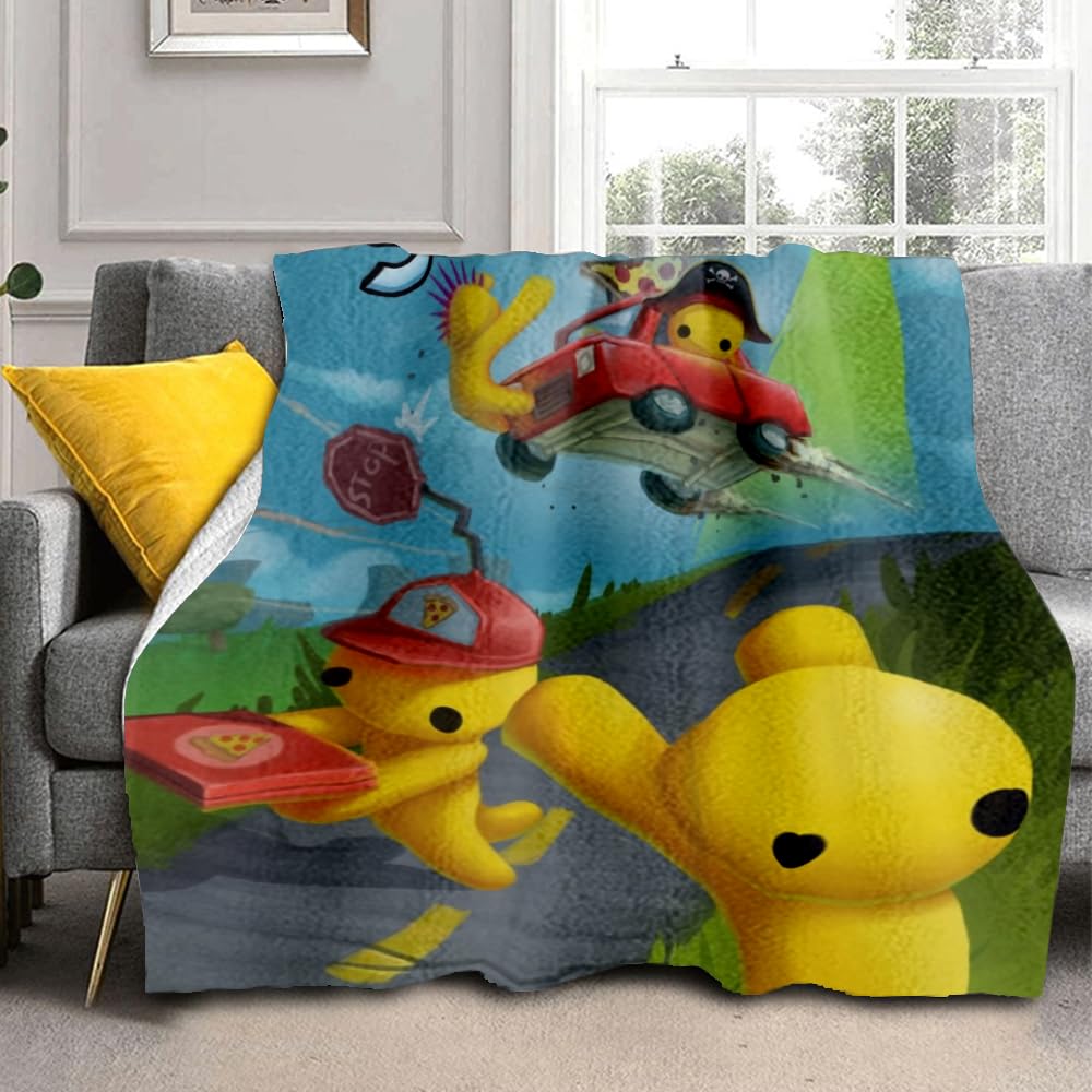 Axolotl Wobbly Life Blanket Boys Wobbly Life Throws Blanket - Soft Lightweight Plush Cozy (C,L: 50in x 80in)