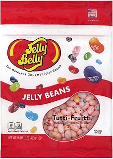 Jelly Belly Tutti-Fruitti Jelly Beans 1 lb Resealable Bag - Gluten-Free, Peanut-Free, Rainbow Candy Burst