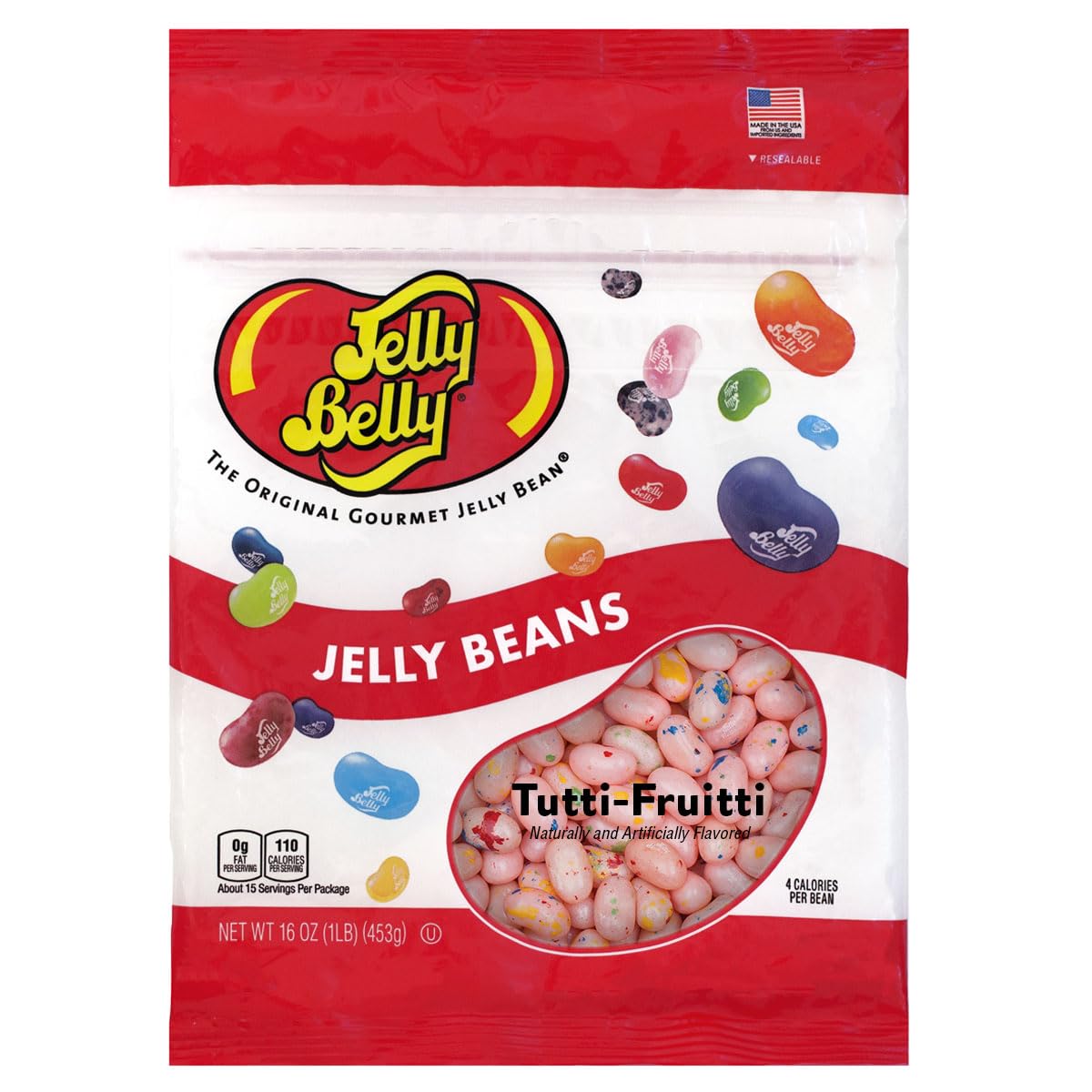 Jelly BellyTutti-Fruitti Jelly Beans - 1 Pound (16 Ounces) Resealable Bag - Genuine, Official, Straight from the Source