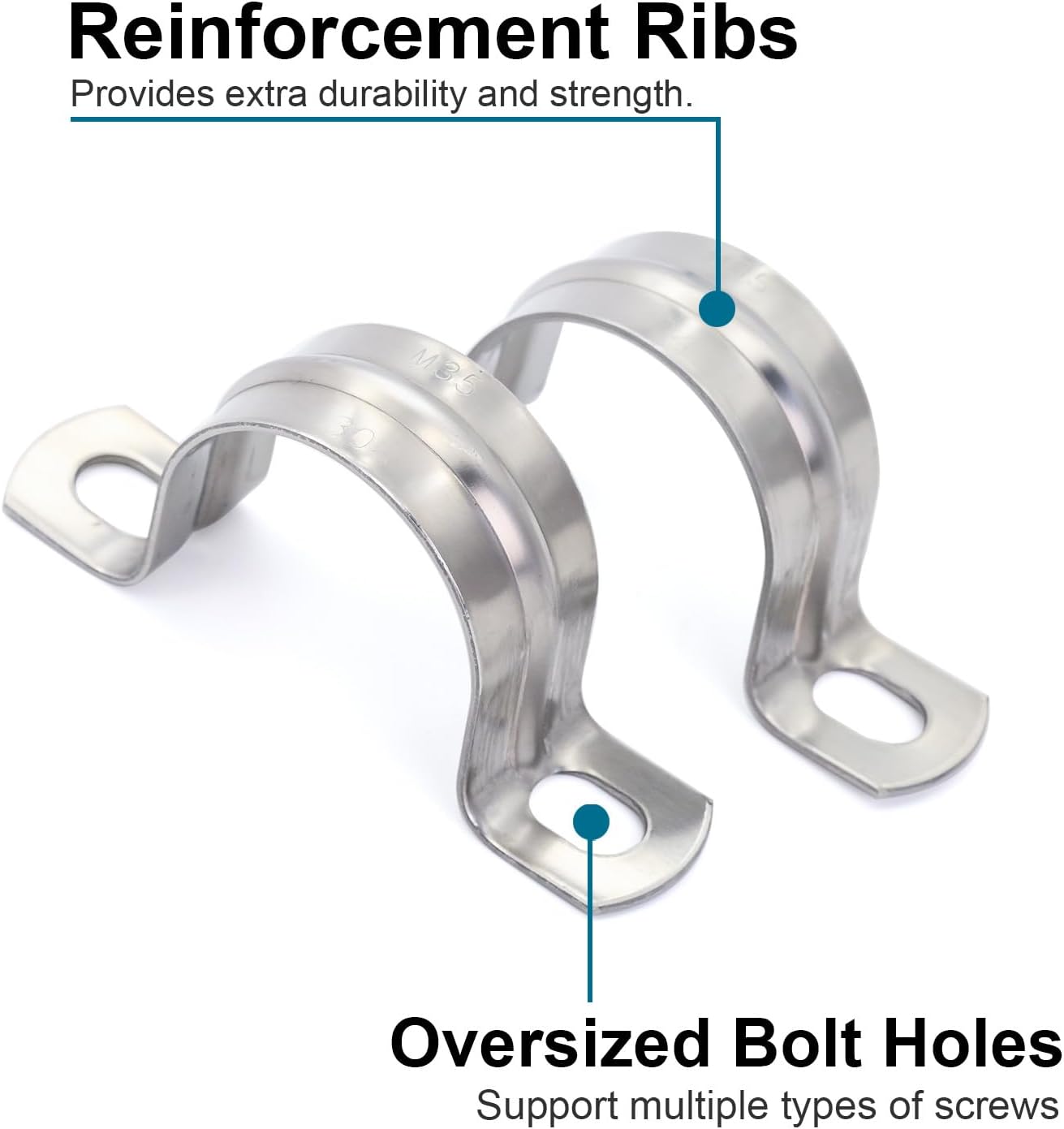 10 pcs 1-9/16" Conduit Clamp 304 SS Pipe Support U Bracket, Tube Clamps for Cable/Pipe, Heavy Duty Pipe Clamp | OD 1-9/16" | 10 pcs image 5