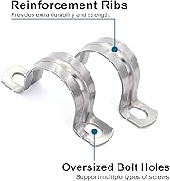 Vista 3 de Abrazaderas de Conducto SS304 de 1 Pulgada, Soporte de Tubería de 2 Agujeros Abrazadera en U para Cable/Tubería de Agua/Tubería, Abrazadera