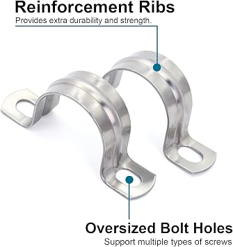 SS304 Conduit Clamps 1 Inch, 2-holes Pipe Bracket U Clamp for Cable/Water Pipe/Pipe, Heavy Duty Pipe Clamp | OD 1 | 10 pcs