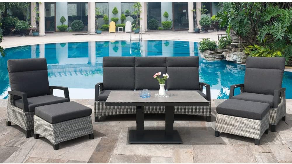 Garden Store Direct Camilla Rattan Reclining Lounge Set w/Height