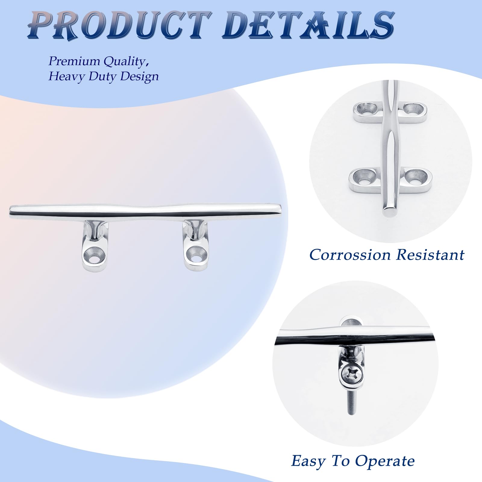 YANYUCB Lot de 4 taquets de bateau à base ouverte en acier inoxydable 316 pour bateau, décoration, yacht, terrasse (25,4 cm)