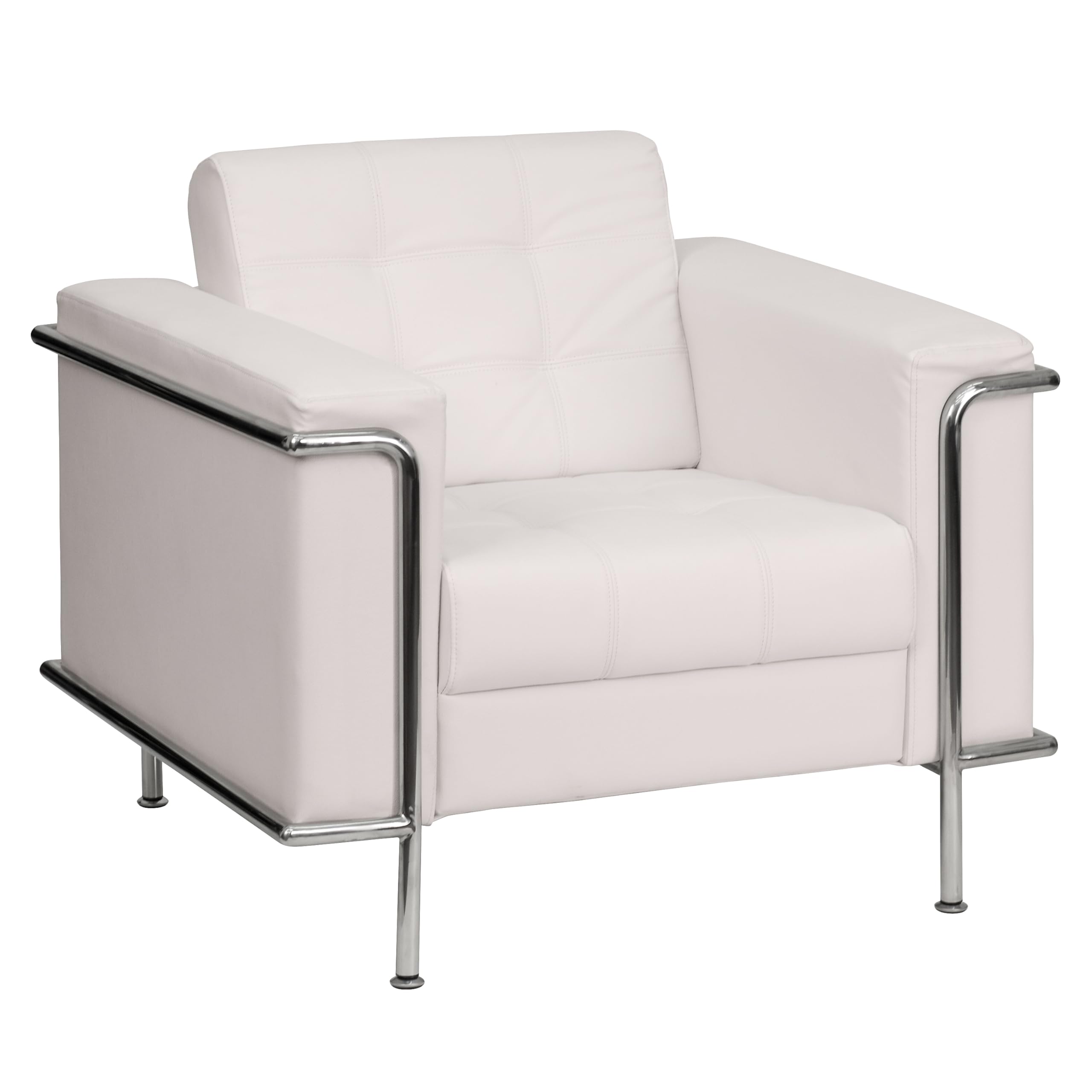 Flash Furniture HERCULES Lesley Series Contemporary White LeatherSoft Chair with Encasing Frame