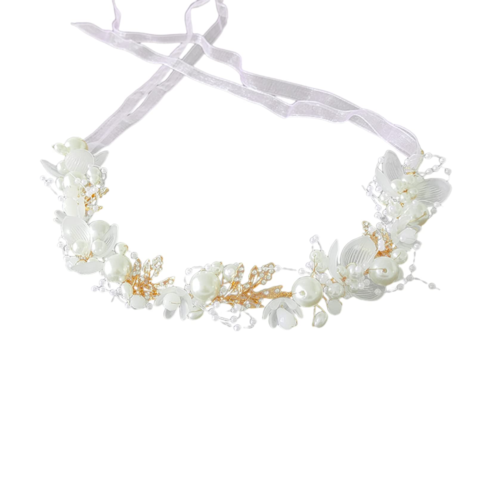 Hoshisea Diadema Perlas Vintage, Diadema Flores Nupciales, Diadema de Perlas de Cristal, para Bodas, Compromisos, Bailes, Fiestas, Espectáculos; Novia, Dama de Honor, niña de Las Flores