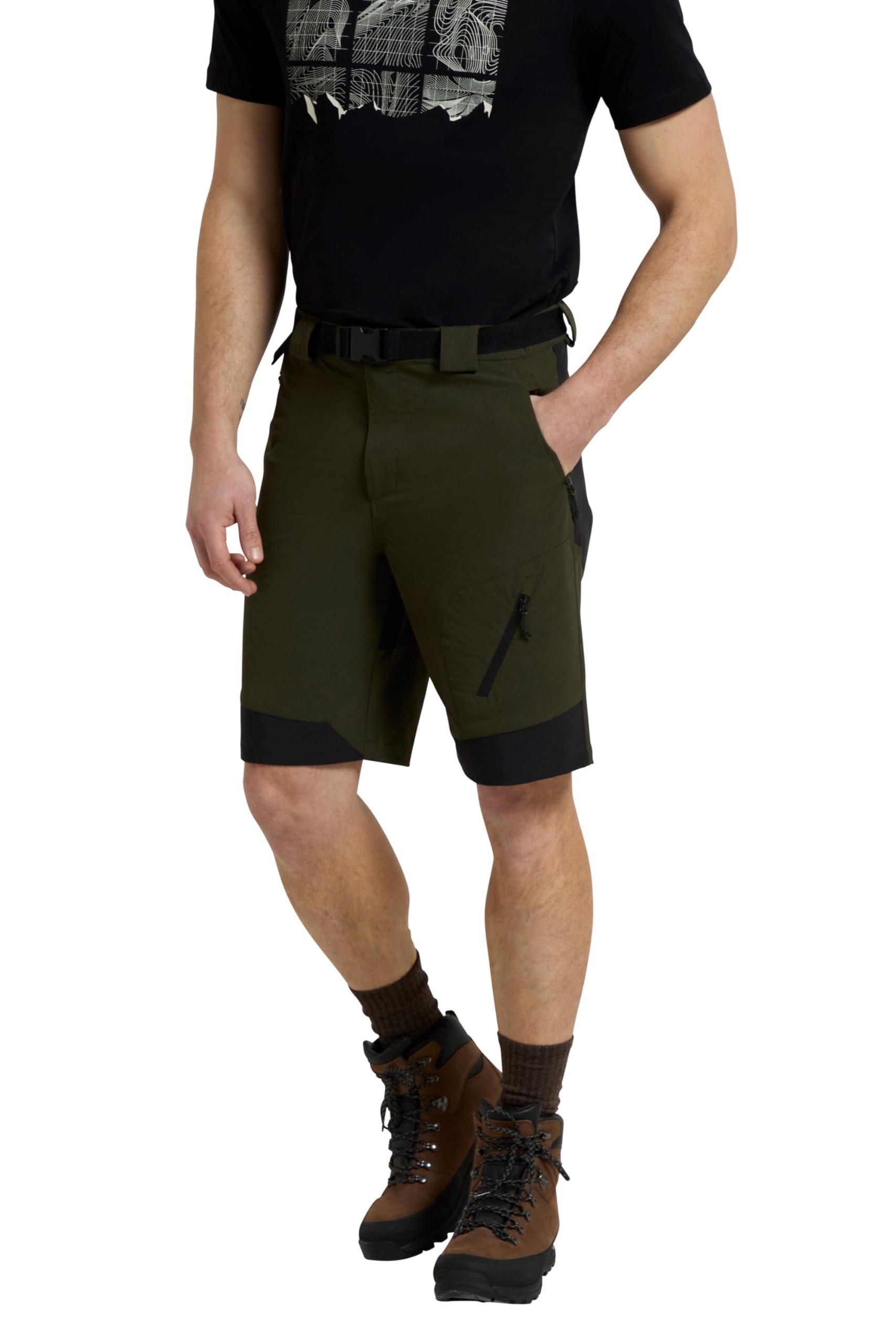 Mountain Warehouse Green Forest Mens Trekking Shorts - Water Resistant Casual Short Trousers, 4-Way-Stretch, Upf 50+, Lightweight - Best For Walking, Hiking & Outdoors 38W Size 38