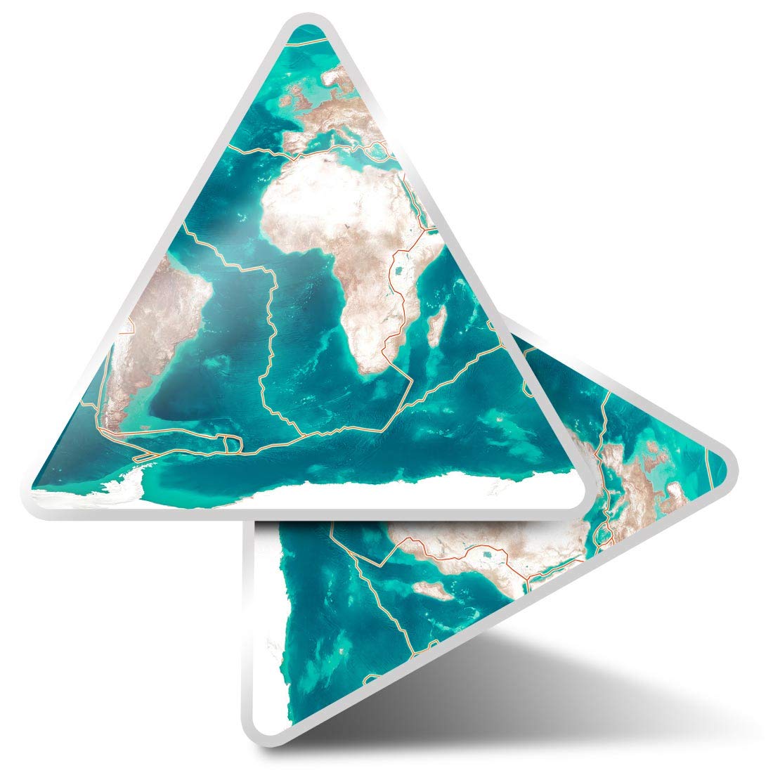 Destination Vinyl Ltd Multi 2 X Triangle Stickers 10Cm - Tectonic Plates Volcano Earthquake Zones Laptop Tablet Luggage Scrapbook #46353