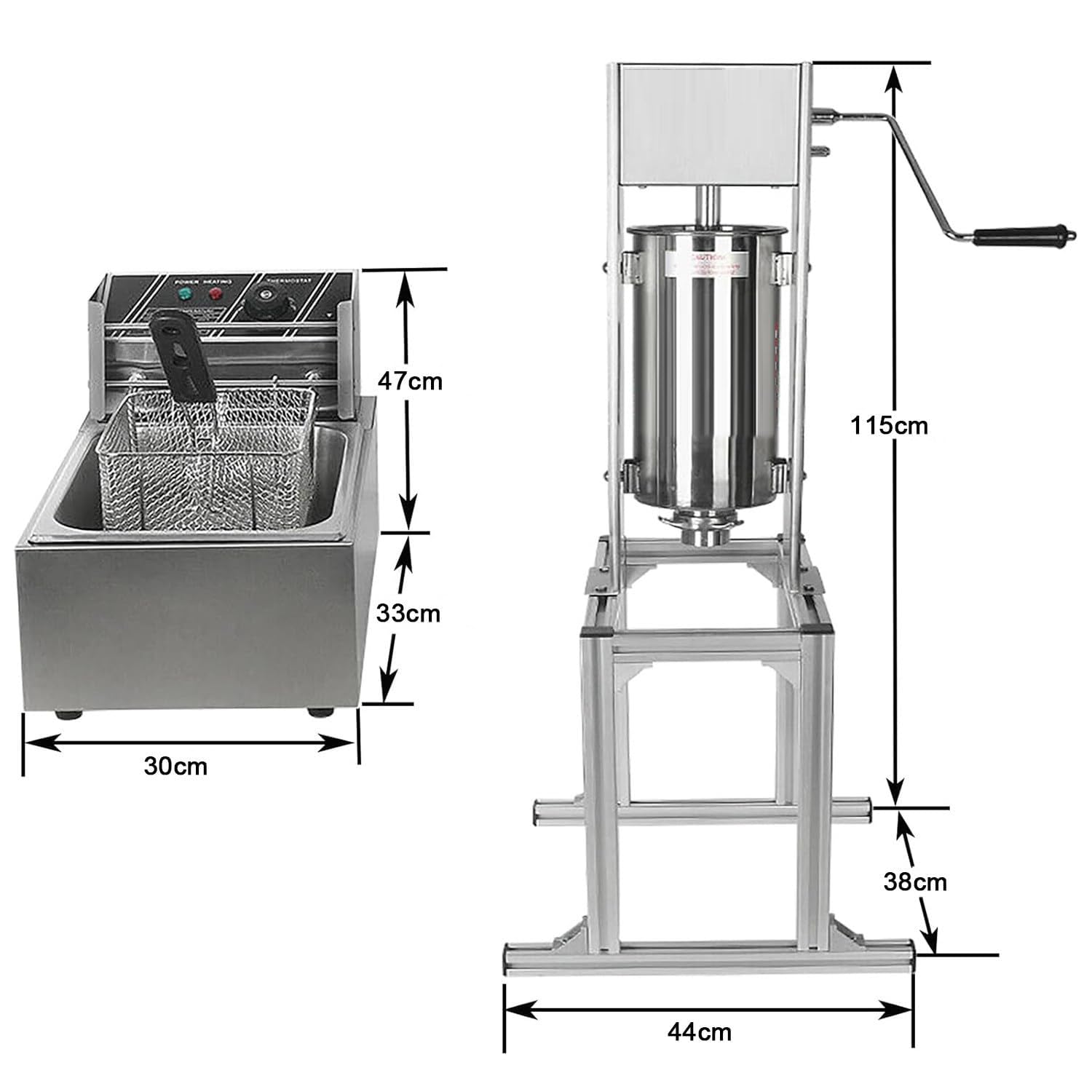 Machine à Churros Manuelle de 5 L, Machine Verticale à Beignets espagnols avec friteuse de 6 L, remplisseuse de Beignets en Acier Inoxydable pour Usage Commercial ou Domestique.