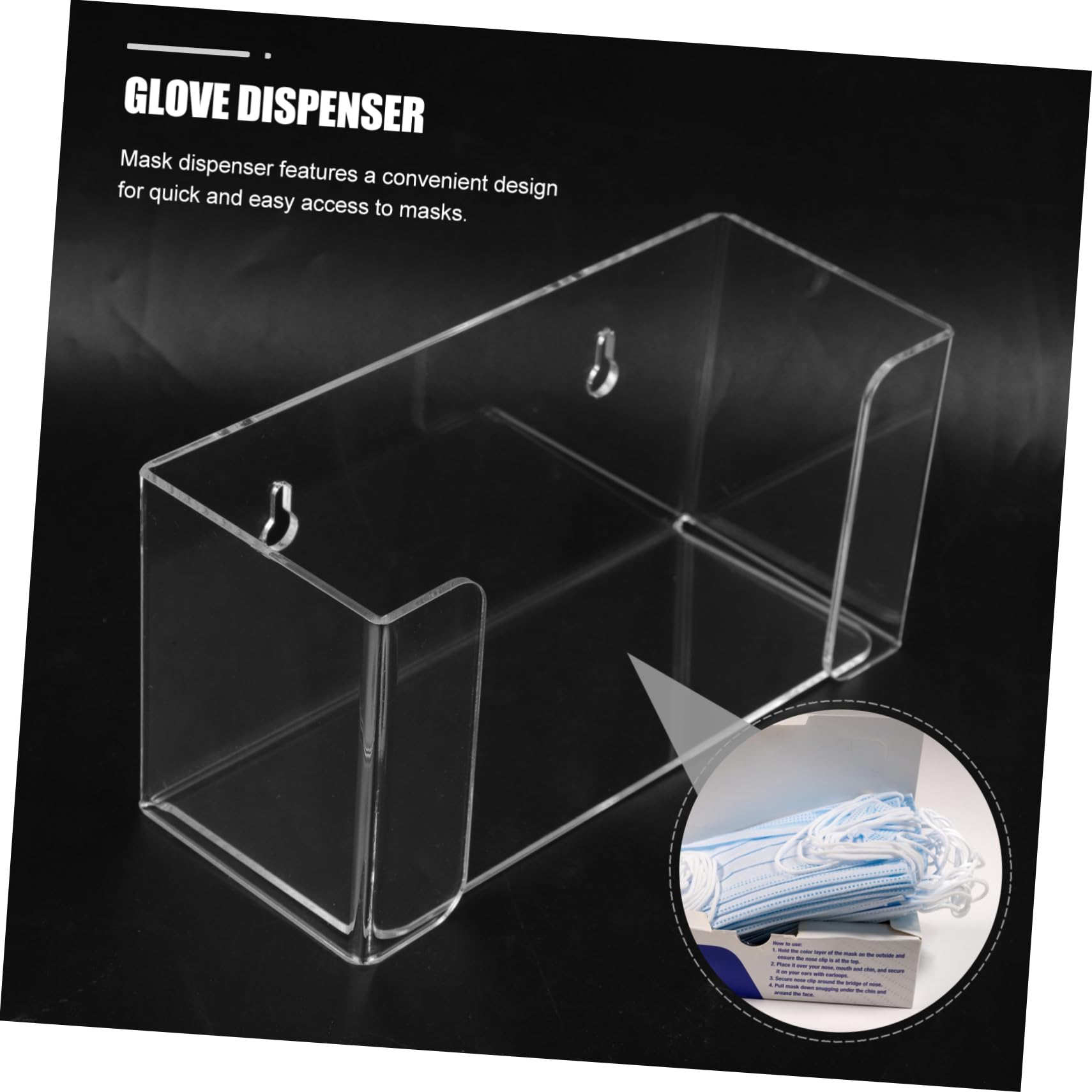 Ciieeo 3 Pièces Distributeur de Masques et Mural Support Transparent pour Laboratoire Organisateur de Masques de Rangement