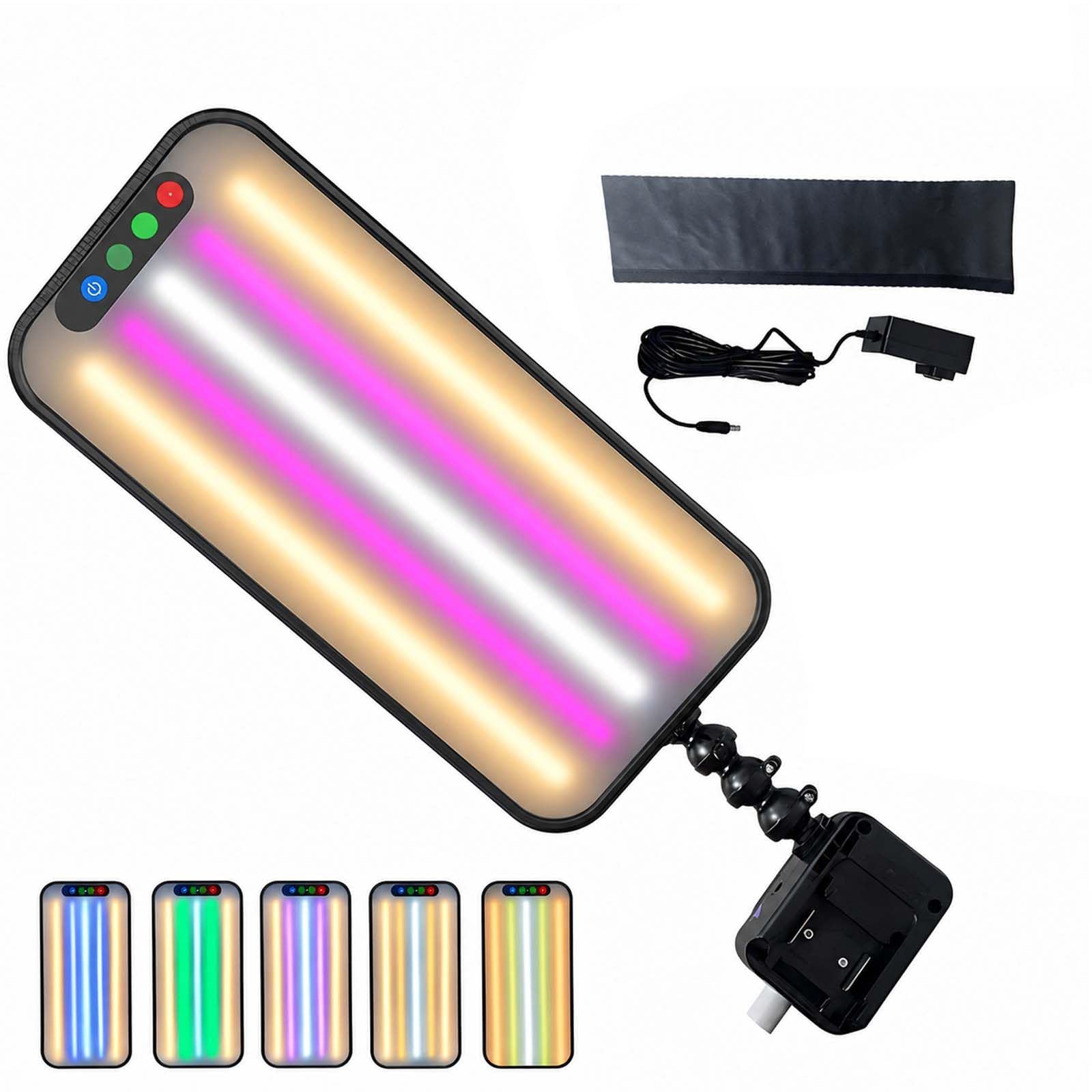 PDR Dent Repair Light w/ 5 LED Strips,Adjustable Color&Brightness Reflection Board,360° Suction Cup Dent Detection Lamp for Paintless Auto Body Repair,Hail Dents,Dings&Mobile Repair A