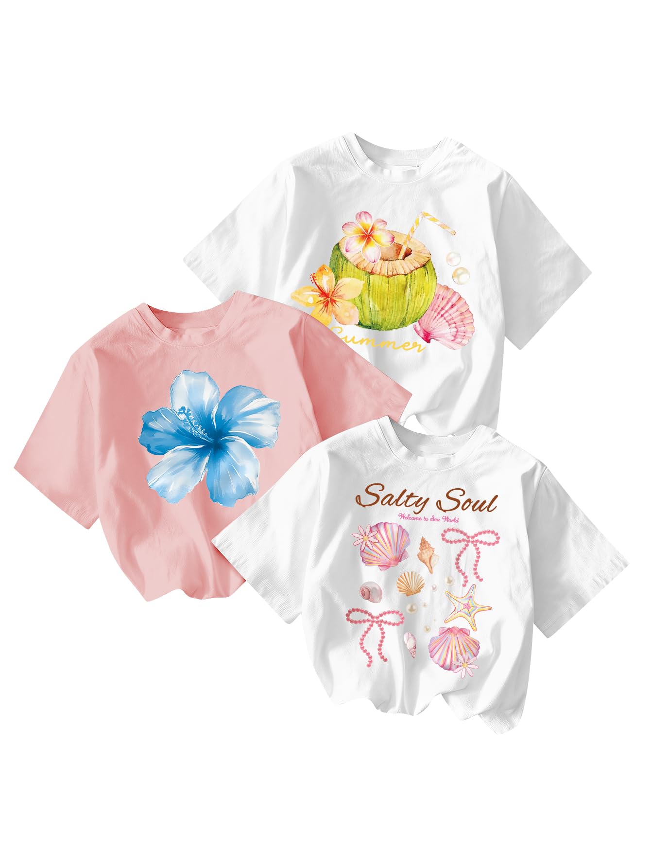 RoseSeek Girl's Graphic Tees Crewneck Summer T Shirt Tops Cute Clothes