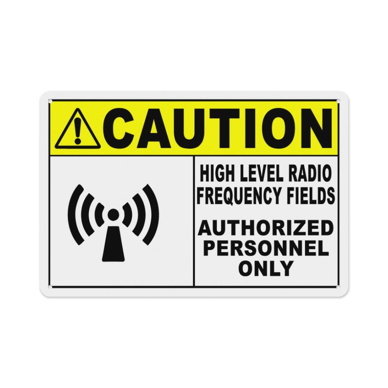 Peiyeety A06 Caution High Level Radio Frequency Fields Fields Sign Aluminum Tin Warning Signs For Home Outdoor Garden 8X12 Inches