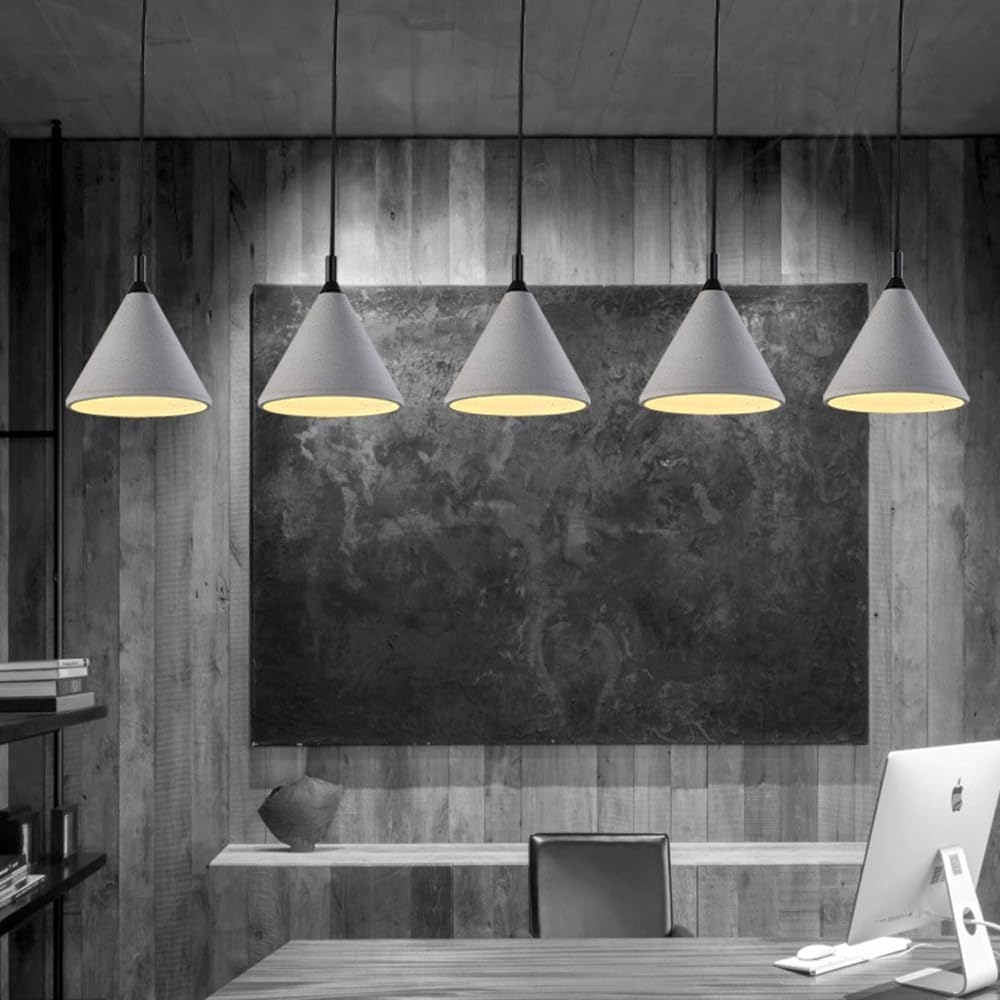 Lampada a Sospensione Industriale nordica in Cemento, Lampada da soffitto Regolabile a Testa Singola, Attacco E26, Illuminazione per Isola Cucina in Pietra, lampadario Vintage per