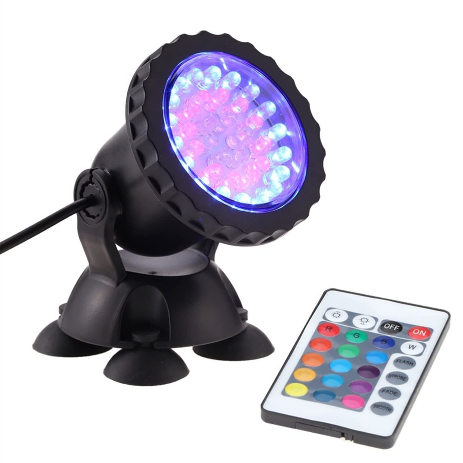 RVB Lumière d'étang avec télécommande Spot d'aquarium Submersible avec 36 Multicolore Le DS for la Fontaine d'eau du réservoir de Poisson LED Éclairage (Color : Remote Control)
