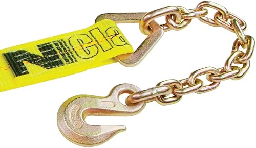 Miniatura 4 de VULCAN Amarre para automóvil con anclajes de cadena, riel lateral de cama plana, paquete de 4, amarillo clásico, carga de trabajo segura de 3,300