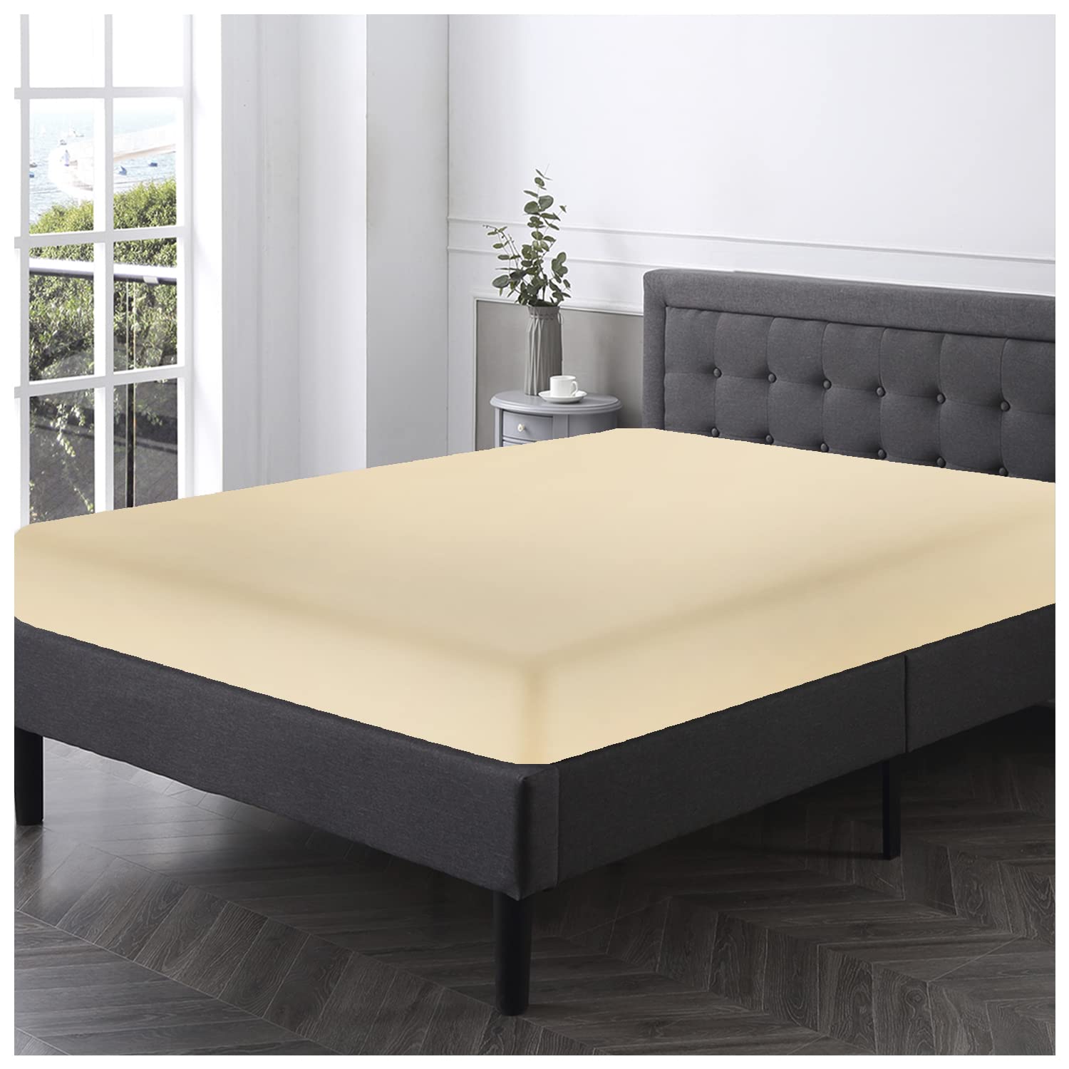 Smart Living Cream Deluxe Fitted Sheet Or Pillowcase Pair - Super King (180Cm X 200Cm) + 25Cm Deep