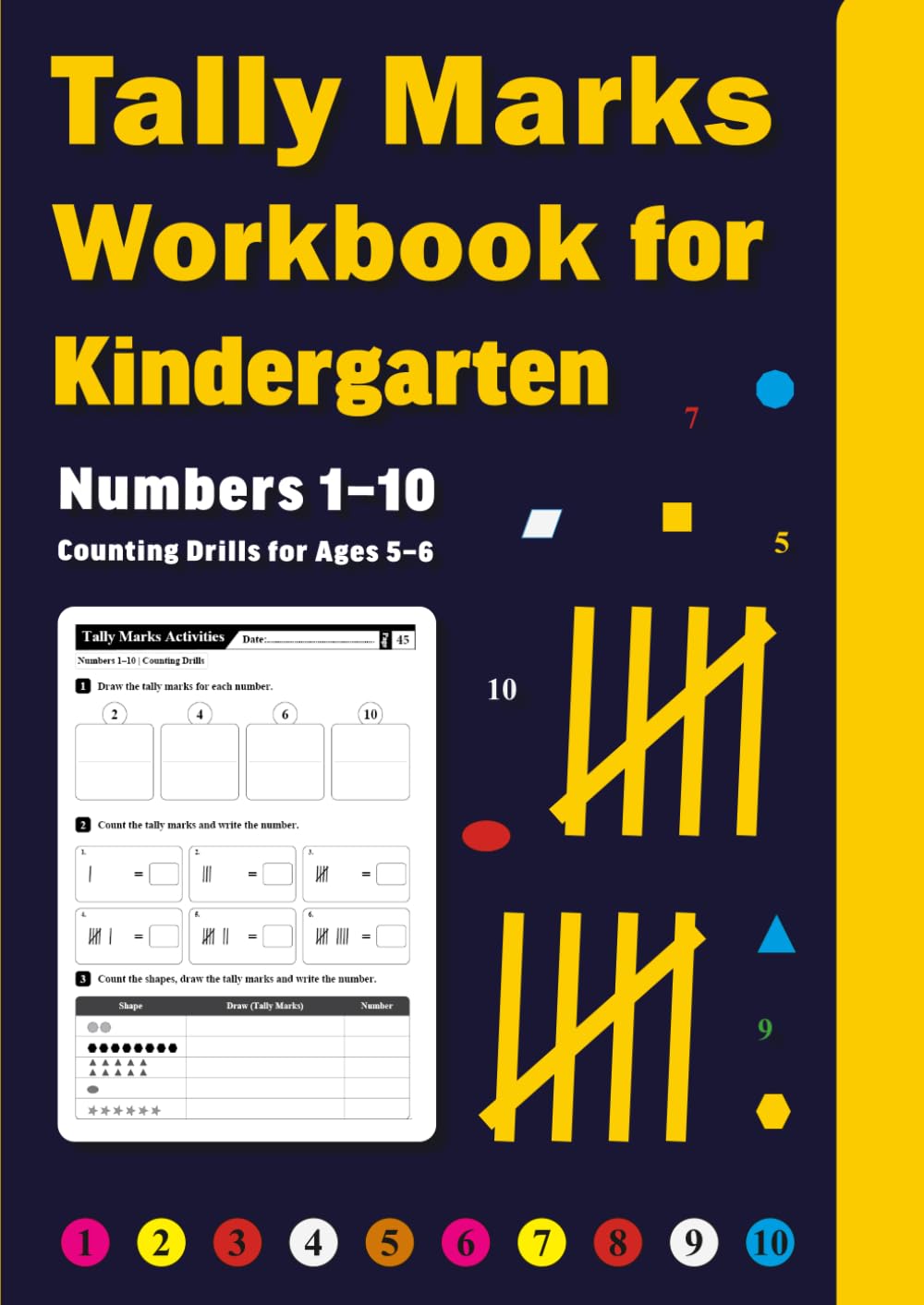 Tally Marks Workbook for Kindergarten: Numbers 1–10 | Counting Drills for Ages 5–6