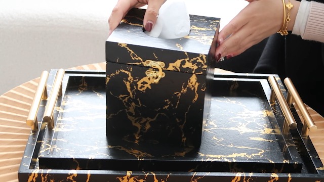 Amazon.com: UPPER DECOR Black and Gold Marble Tissue Box Cover for
