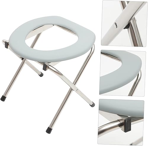 Miniatura 6 de 1 pieza de inodoro plegable Porta orinal para adultos Porta orinal para camping, taburetes plegables para adultos, asiento de inodoro plegable para
