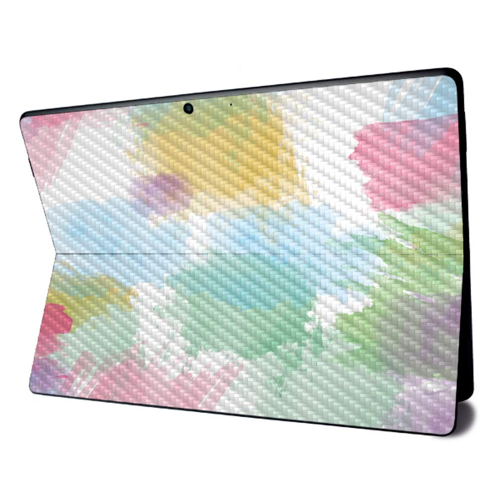 MightySkins Carbon Fiber Skin for Microsoft Surface Pro X - Watercolor White | Textured Carbon Fiber Finish | Easy to Apply, Remove, and Change Styles | Made in The USA