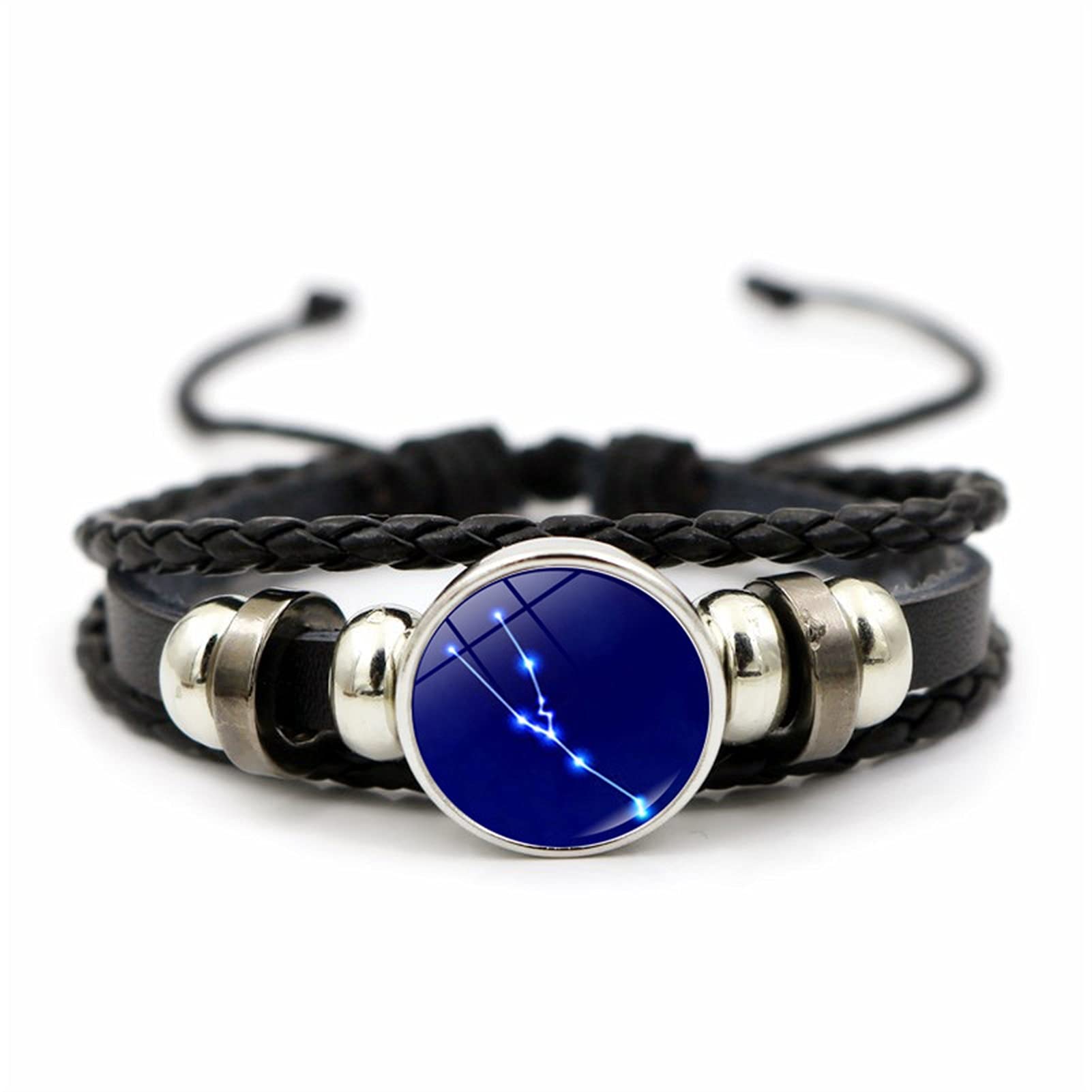 Bracelet Tissé Main Douze Constellations Bracelet Cuir 12 Signes Du