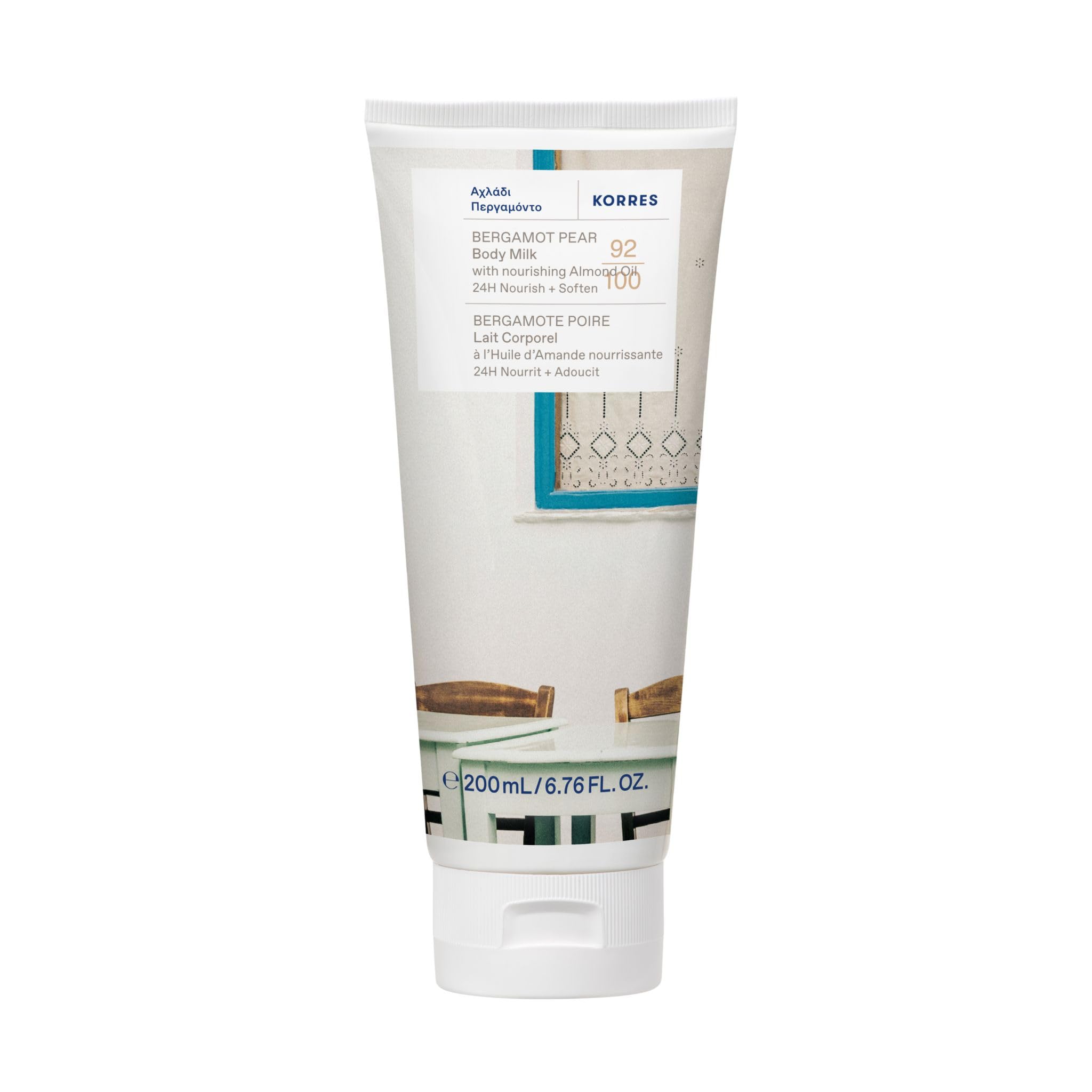 KORRES Bergamot Pear Body Milk/Cream with nourishing Almond Oil for 24hour Hydration, 200ml