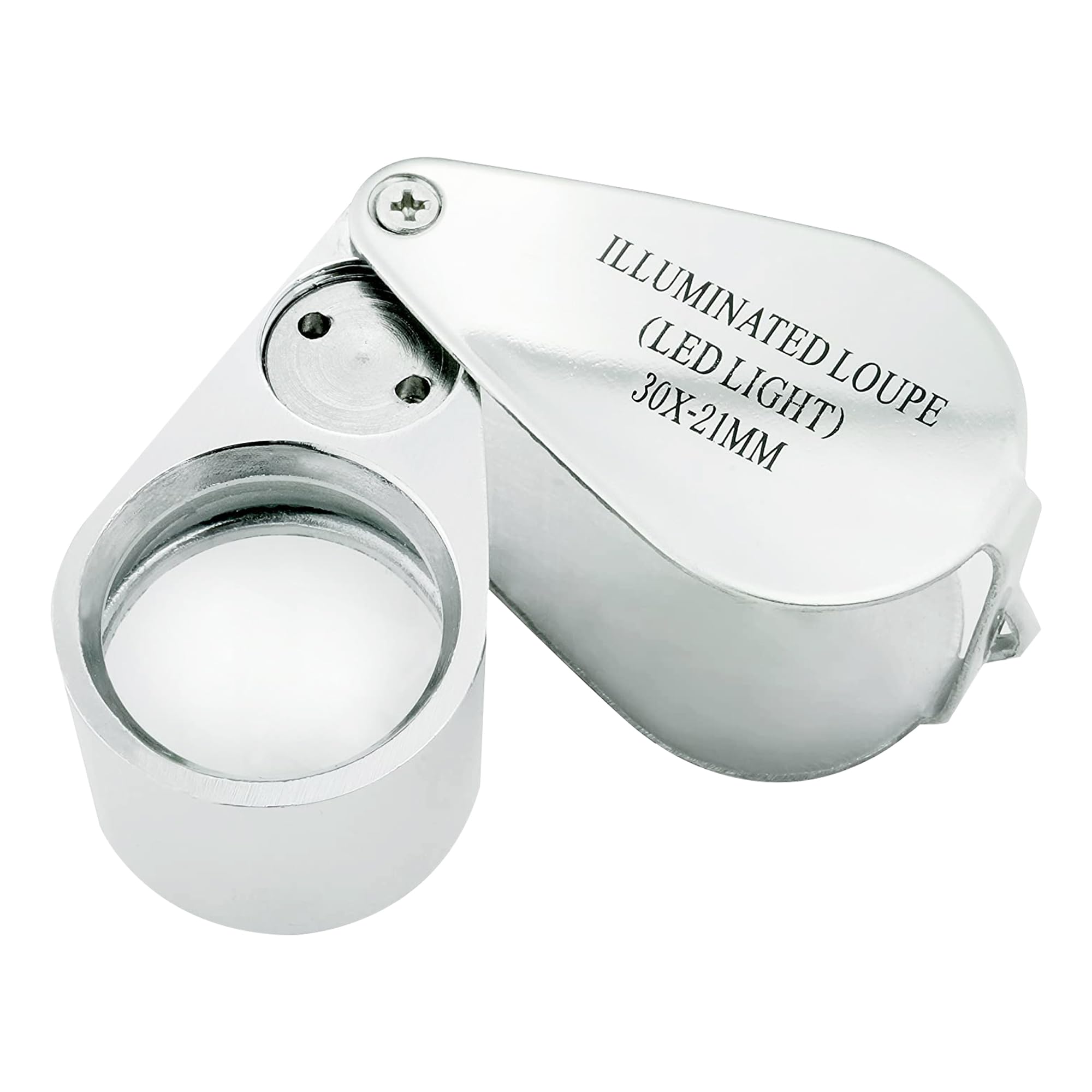 Juwelierlupe mit Licht, 30-fache Vergrößerung, faltbare Schmuck-Lupe, LED-beleuchtete Juwelierlupe für Edelsteine, Diamanten, Münzen, Schmuck, Pflanzen, Briefmarken usw