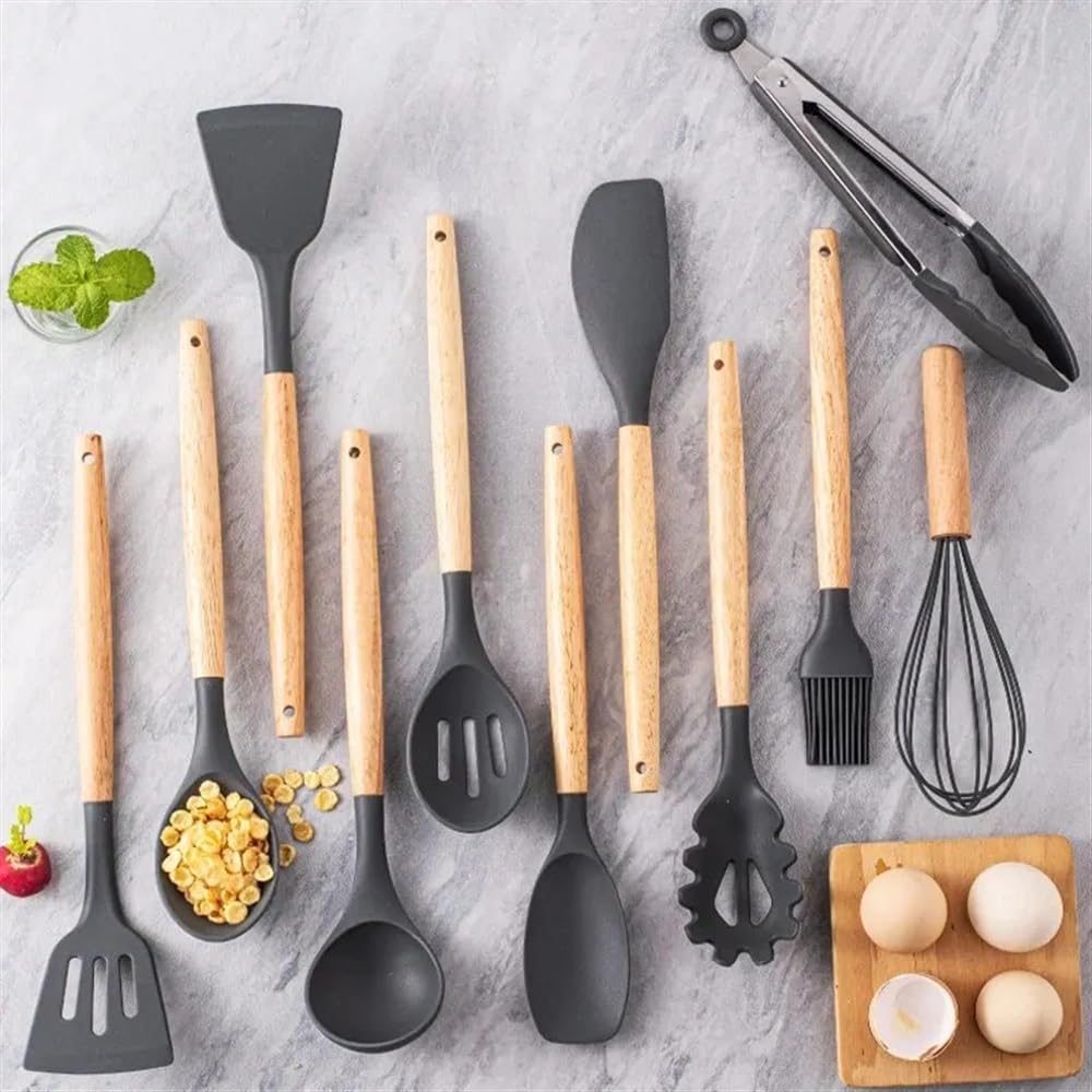 Set di utensili da cucina in silicone, 12 pezzi, antiaderenti, resistenti al calore, utensili da cucina, utensili da cucina