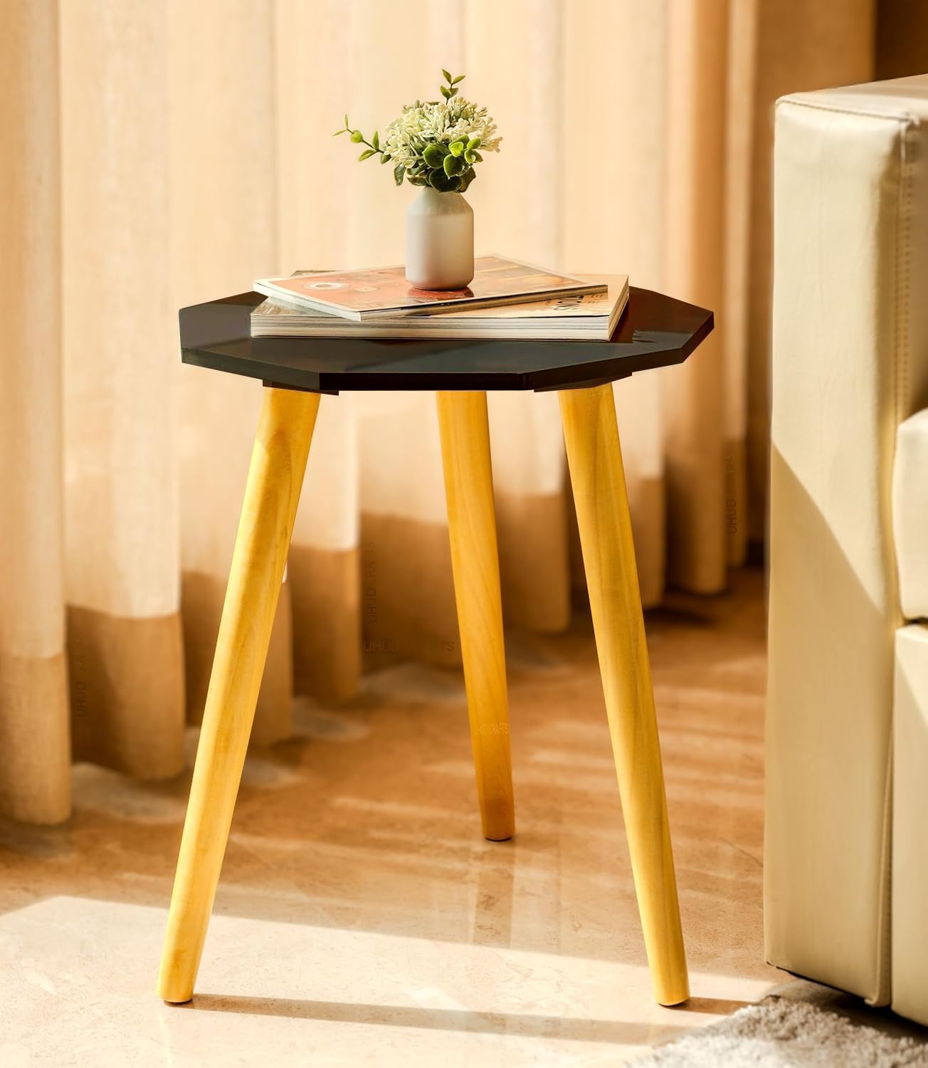 UHUD CRAFTS Home Decor Multipurpose Wooden Coffee Table/Centre Table/Side Table/End Table/Tea Table for Living Room,Bedroom, Balcony & Office - Black