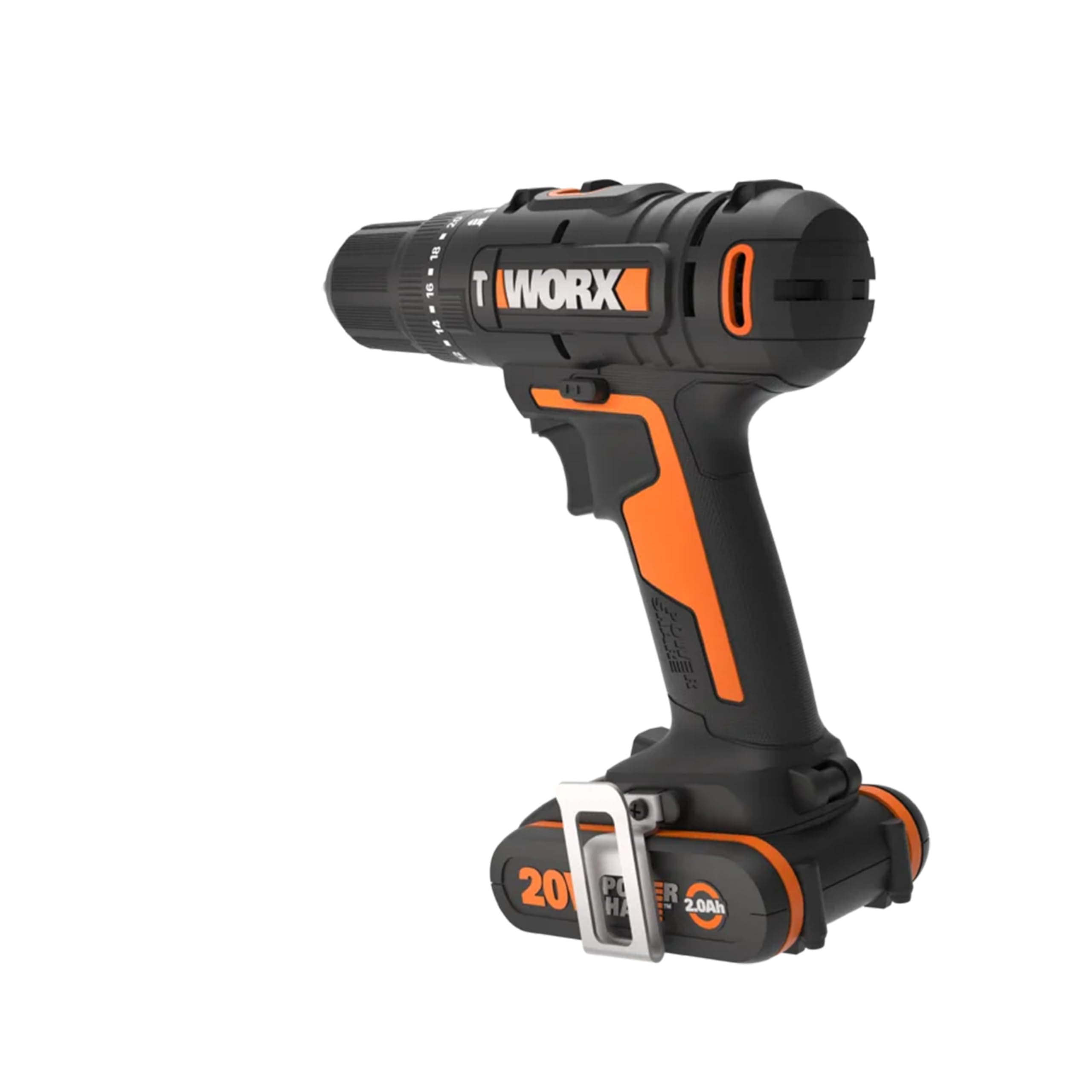 WORX WX370.2 Akku Schlagbohrschrauber 20V, 50Nm, 2-Gang-Getriebe, zum Schrauben, Bohren & Schlagbohren, 20 Drehmoment- + Bohrstufen + Schlagfunktion (inkl. 2x2Ah Akku, Ladegerät & Set mit 51Stk. Bits)