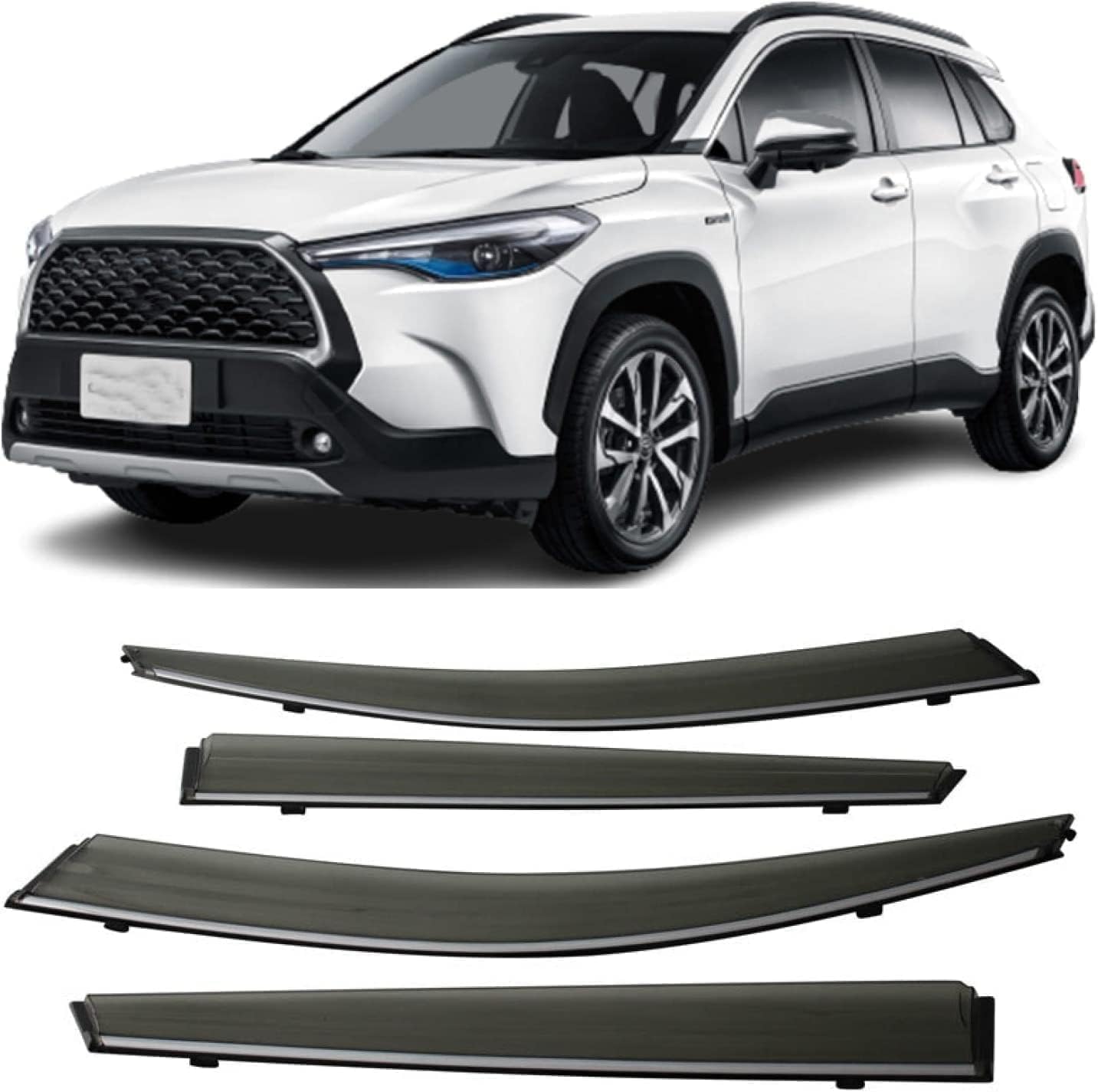 PANXUC Car Wind Deflectors for Corolla Cross 2021 2022, Side Window Wind Rain Deflector Window Visor Sun Rain Guard Smoke Guards
