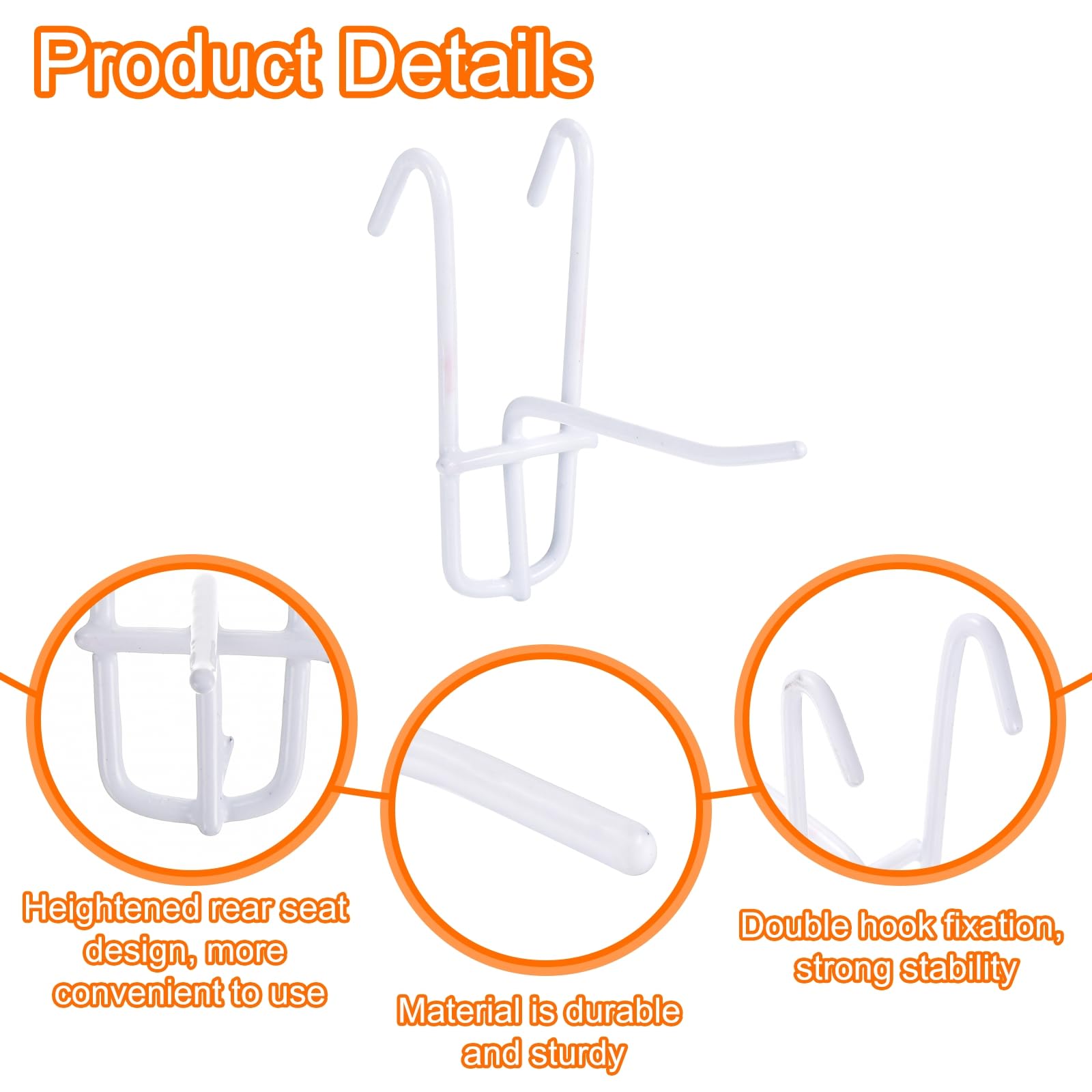 sourcing map Lot de 10 crochets muraux de 5,1 cm pour magasins de détail, bureau à domicile, garage, blanc