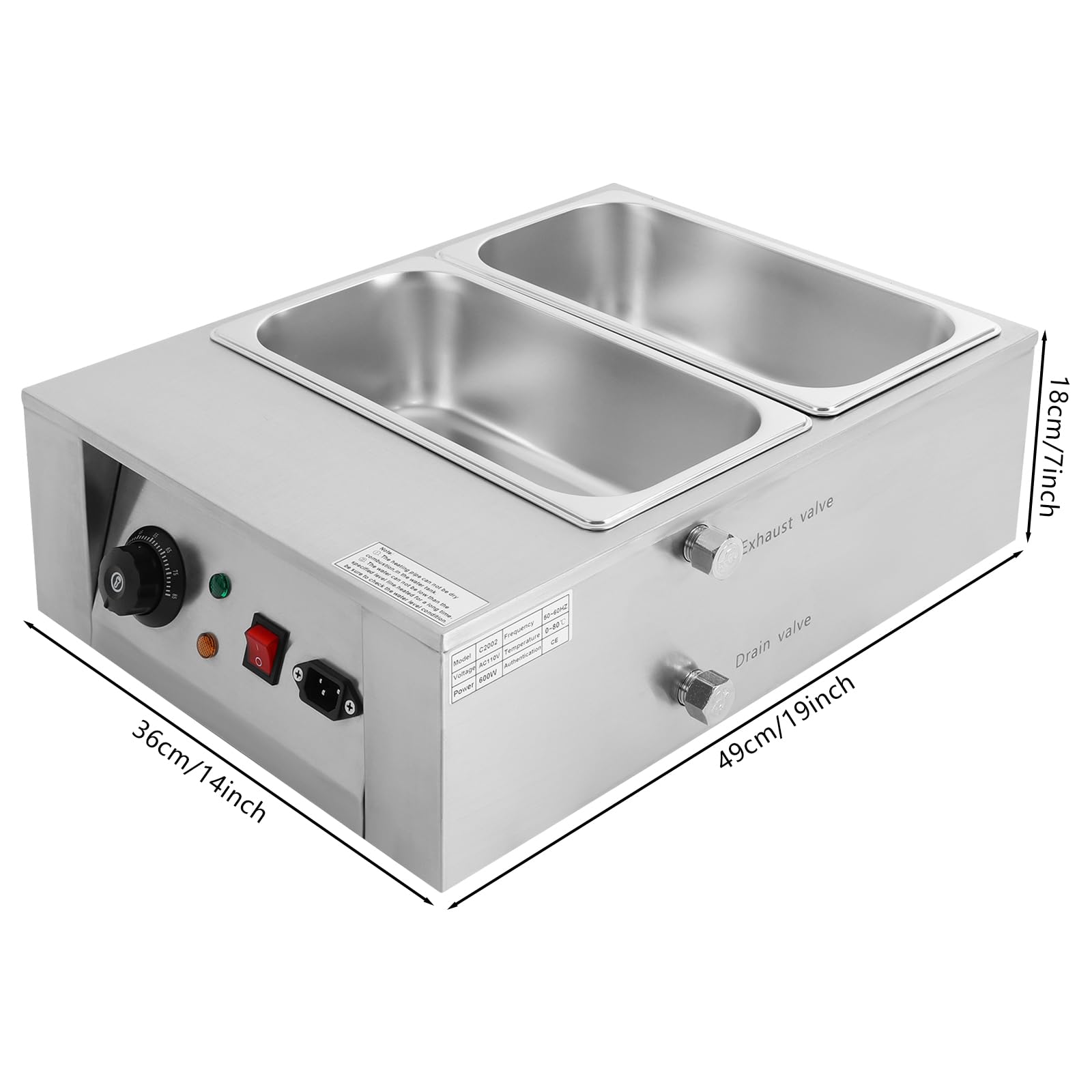 HAPPCUCOE Chocolate Melting Machine, Adjustable Temperature 77-185°F,600W Stainless Steel Chocolate Melting Pot, Electric Chocolate Melter for Restaurants, Bakeries