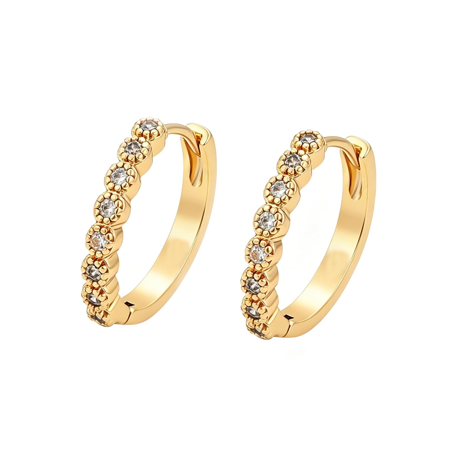 Pendientes de aro vintage de oro blanco para mujer con moissanita