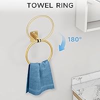 Vista 3 de Bathroom Accessories Set, KLJKPA 4 Pieces Gold Bathroom Hardware Set, 24 inch Towel Bar, Towel Racks for Bathroom, Robe Towel Hooks, Toilet Paper