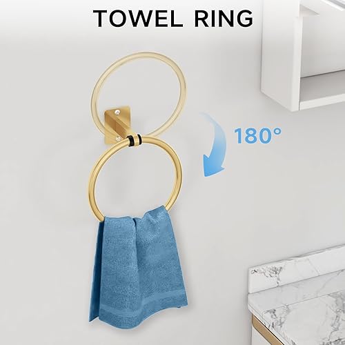 Miniatura 3 de Juego de accesorios de baño, juego de 4 piezas de accesorios de baño dorados, barra de toalla de 24 pulgadas, toalleros para baño, ganchos para