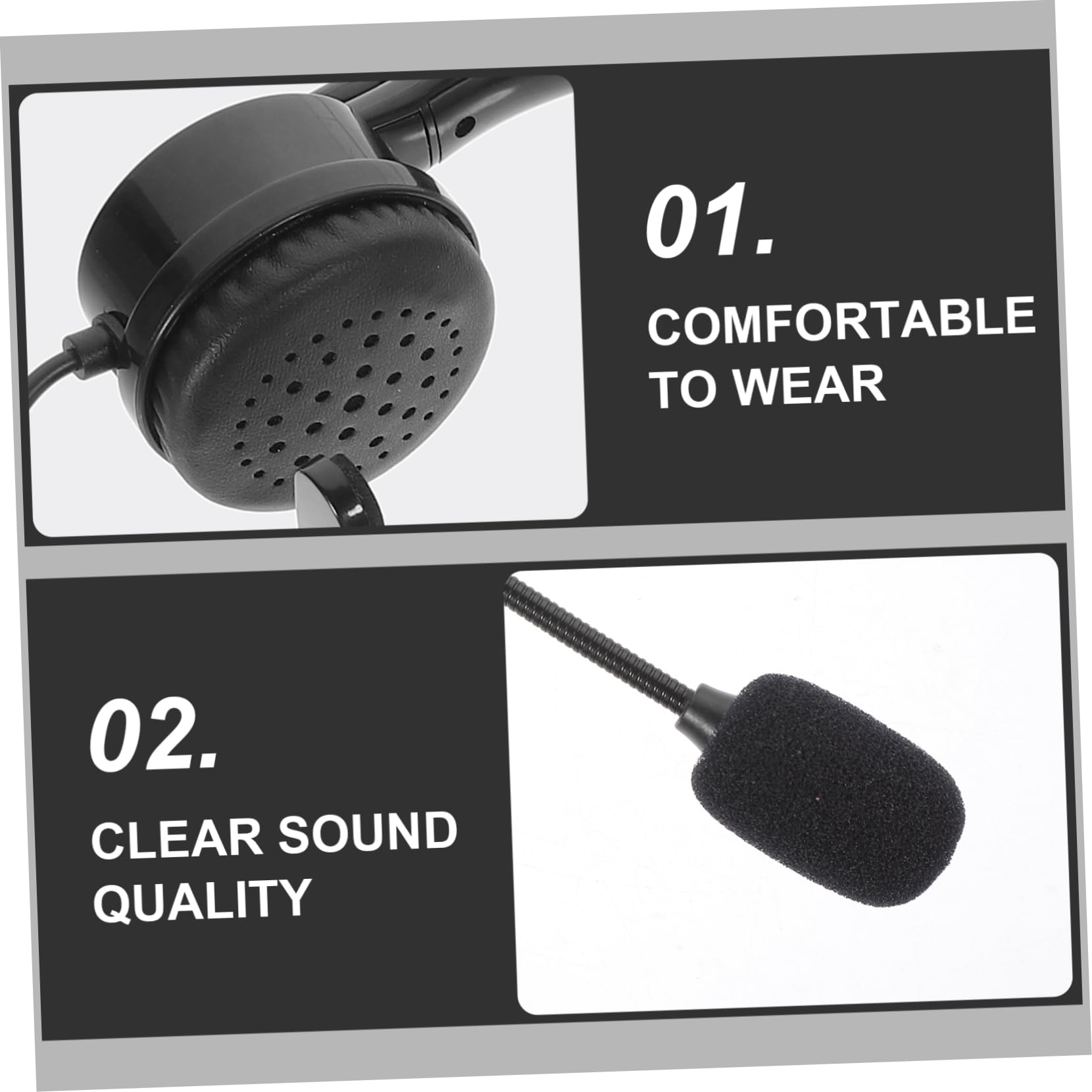 Uonlytech 2pezzi Cuffie Usb Con Microfono Monocanale Per Lavoro Cancellazione Rumore Facile Da Usare Per Conferenze e Corsi Online Design Elegante e Pratico