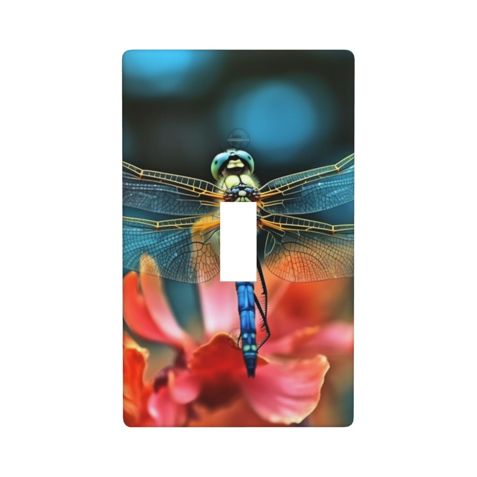 1-Gang Decorator Wall Plate Dragonfly On The Flower Light Switch Cover Single Toggle Receptacle Outlet Wall Plate 4.5" x 2.8" Wallplate Unbreakable Polycarbonate Outlet Faceplates Covers