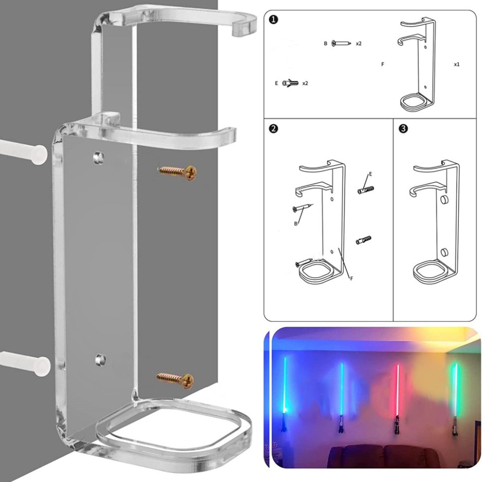 Fdit Soporte de Montaje en Pared para Sable de Luz, Soporte de Montaje en Pared para Sable de Luz, Soporte de Exhibición de Sable de Luz, Soporte de Sable de Luz de Star Wars para