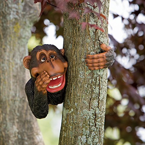 Bits and Pieces - Monkey Tree Hugger - Garden Peeker Yard Art - Outdoor Tree Hugger Sculpture Garden Decoration