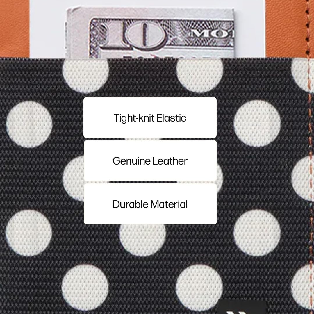 Thread Wallets RFID Blocking Leather Zip Wallet with Card Holder for Men and Women (Polka Dot)