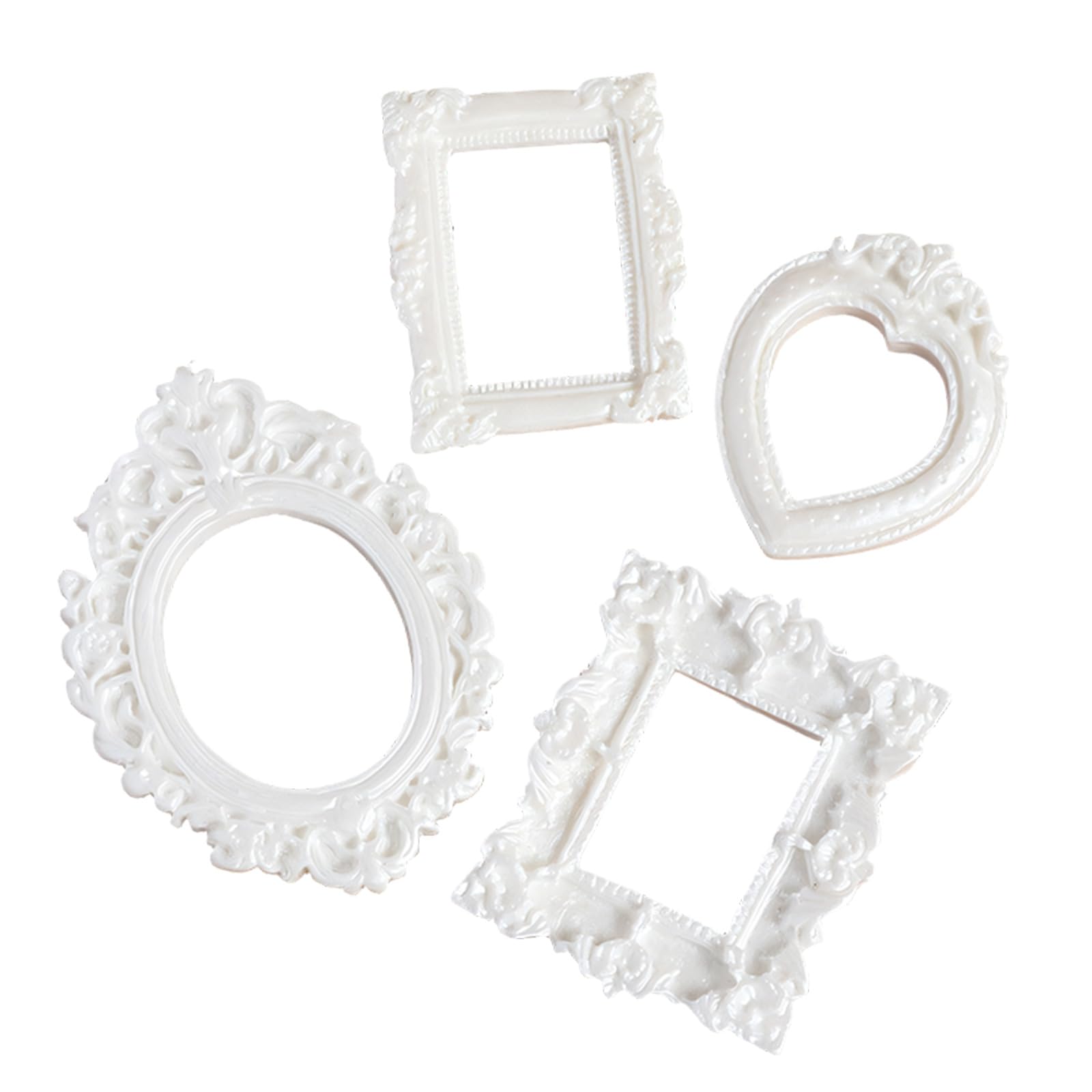 carotoe 4Pcs Minis Picture Frame Victorian Small Resin Antique Photo Frame Tiny Baroques Ornate Frames Without Glass or Backing Retro Resin Picture