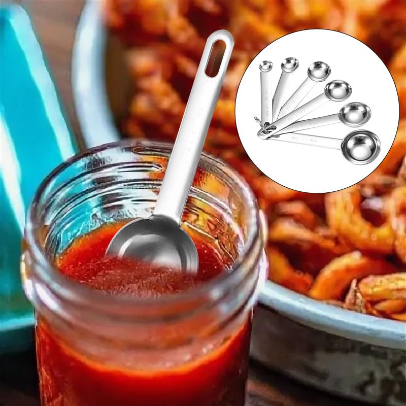 inoxydable cuillères à mesurer, 6 pièces ensemble d'outils de mesure de cuisine en, Cuillères à épices pour petites rations sèches, liquides, foires à pâtisserie, solides