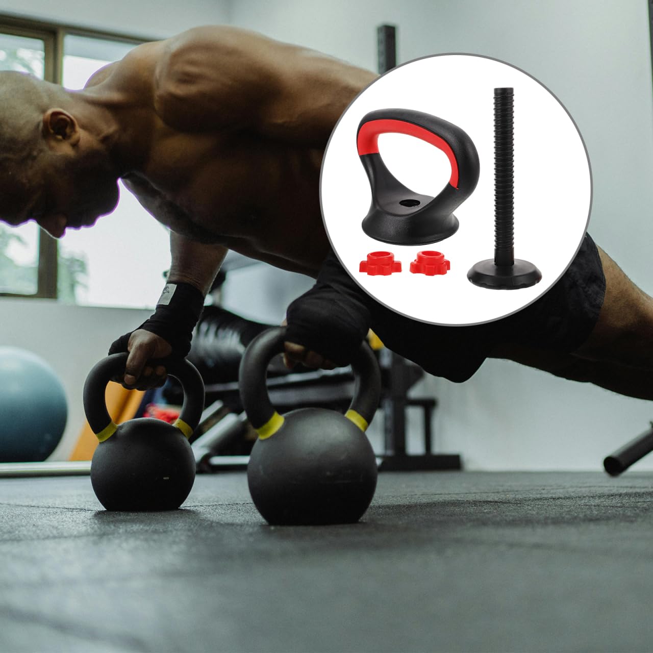 Besportble Mango de pesas rusas ajustable con base estable, herramienta versátil de entrenamiento de fuerza, convierte mancuernas para gimnasio y entrenamientos en casa